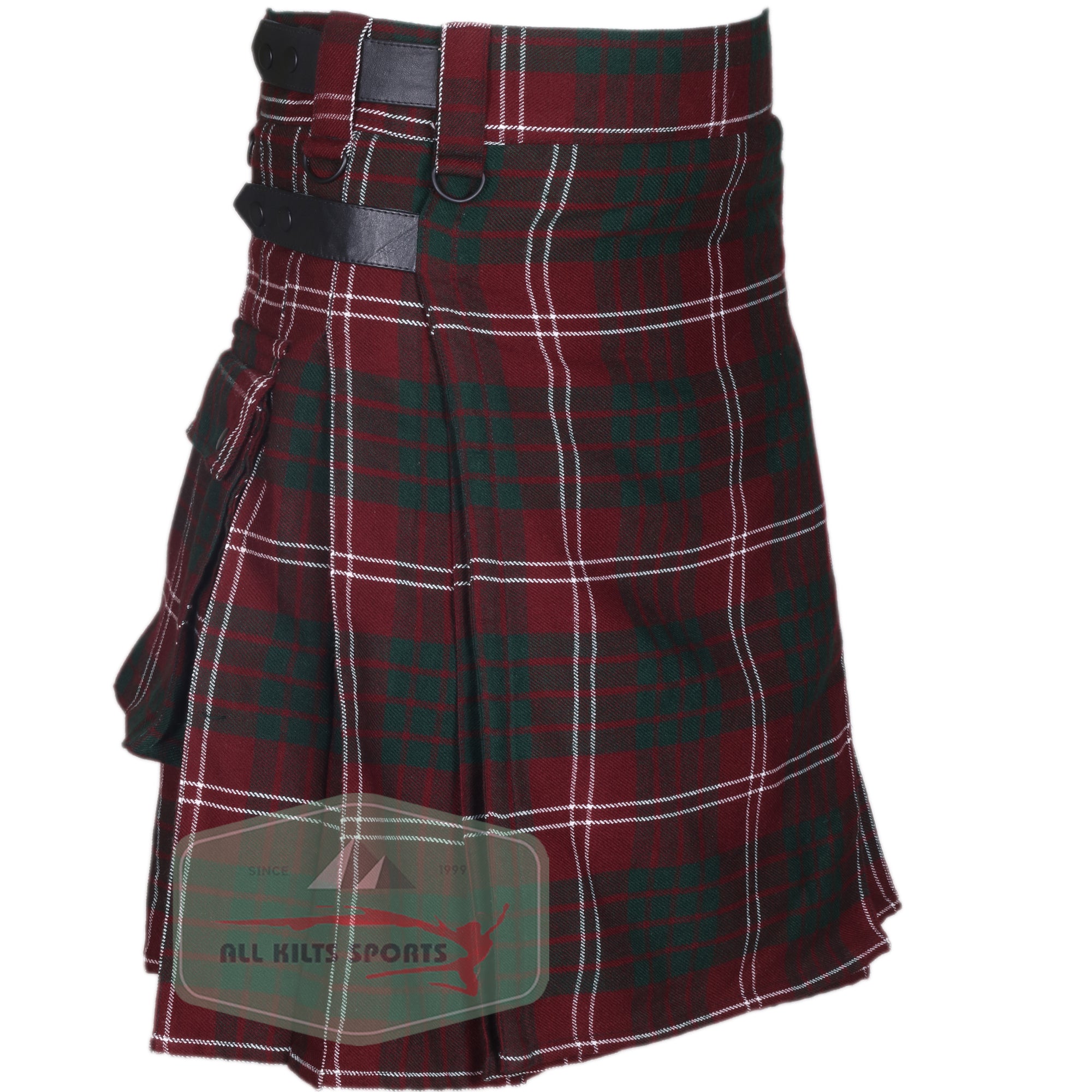 Crawford Tartan Utility Kilt with Leather Straps and Cargo Pockets