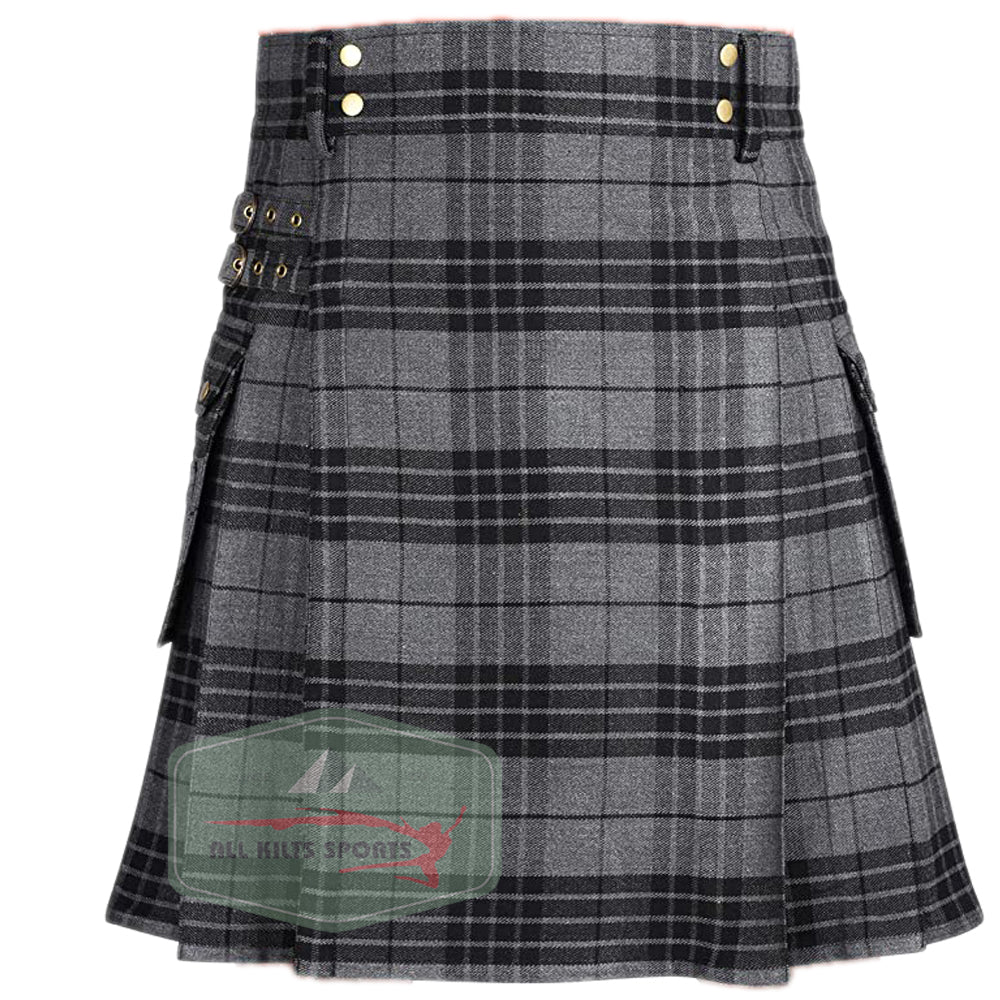 Light Grey Highlander Premium Tartan Utility Kilt – Durable 16oz Acrylic Wool, Multiple Tartans Available