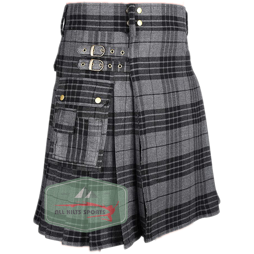 Light Grey Highlander Premium Tartan Utility Kilt – Durable 16oz Acrylic Wool, Multiple Tartans Available