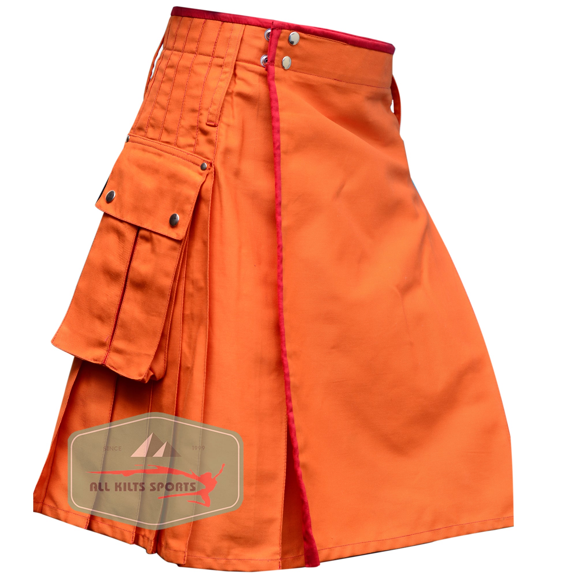Stylish Orange Utility Kilt with Elegant Details