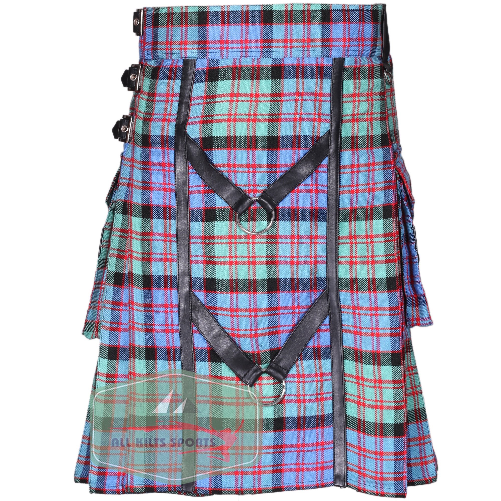 MacDonald Dress Ancient Tartan Utility Kilt - Adjustable with Leather Straps