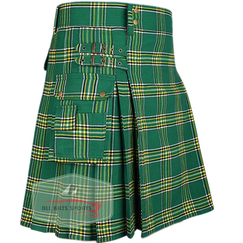 Irish Heritage Premium Tartan Utility Kilt – Durable 16oz Acrylic Wool, Multiple Tartans Available