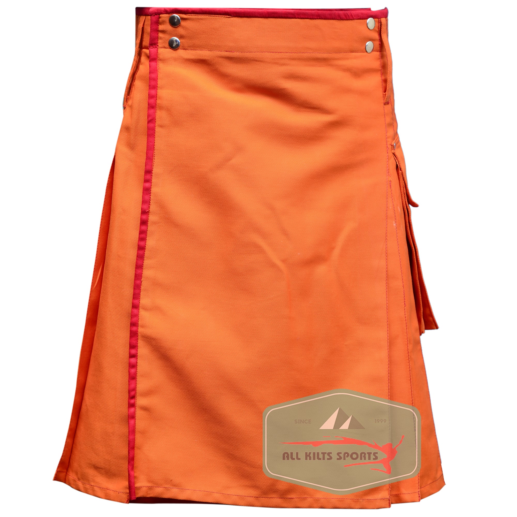 Stylish Orange Utility Kilt with Elegant Details