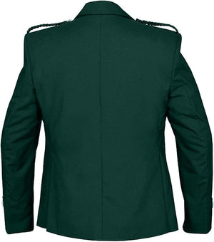 Scottish Dark Green Argyll Kilt Jacket and Vest made from 15oz Barathea wool with gauntlet cuffs| Kilt Experts