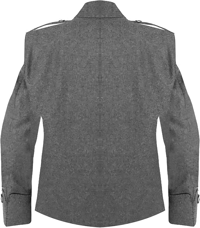 Grey Argyll Kilt Jacket with gauntlet cuffs and traditional 5-button vest