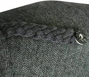 Scottish Grey Tweed Argyll Highland Kilt Jacket and Waistcoat with Argyle cuffs, plaited epaulettes, and single-button fastening in 100% wool.