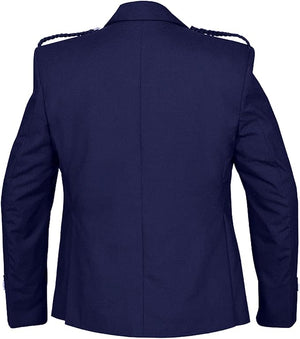 Scottish Royal Blue Argyll Kilt Jacket and Vest made from 15oz Barathea wool with gauntlet cuffs
