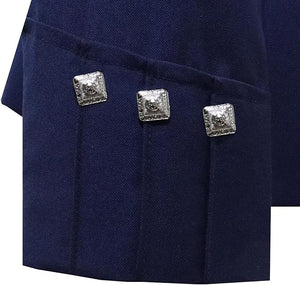 Scottish Royal Blue Argyll Kilt Jacket and Vest made from 15oz Barathea wool with gauntlet cuffs