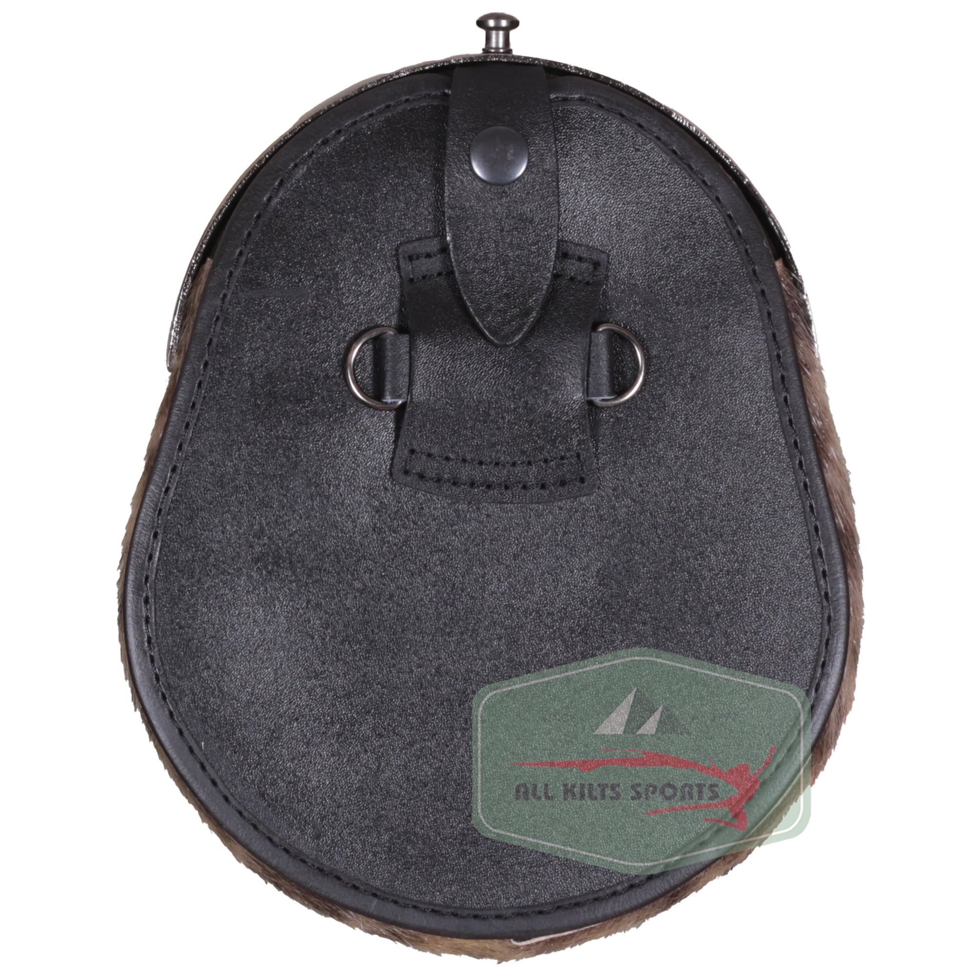 Traditional Fur Sporran with Shamrock Emblem and Celtic Embossed Cantle