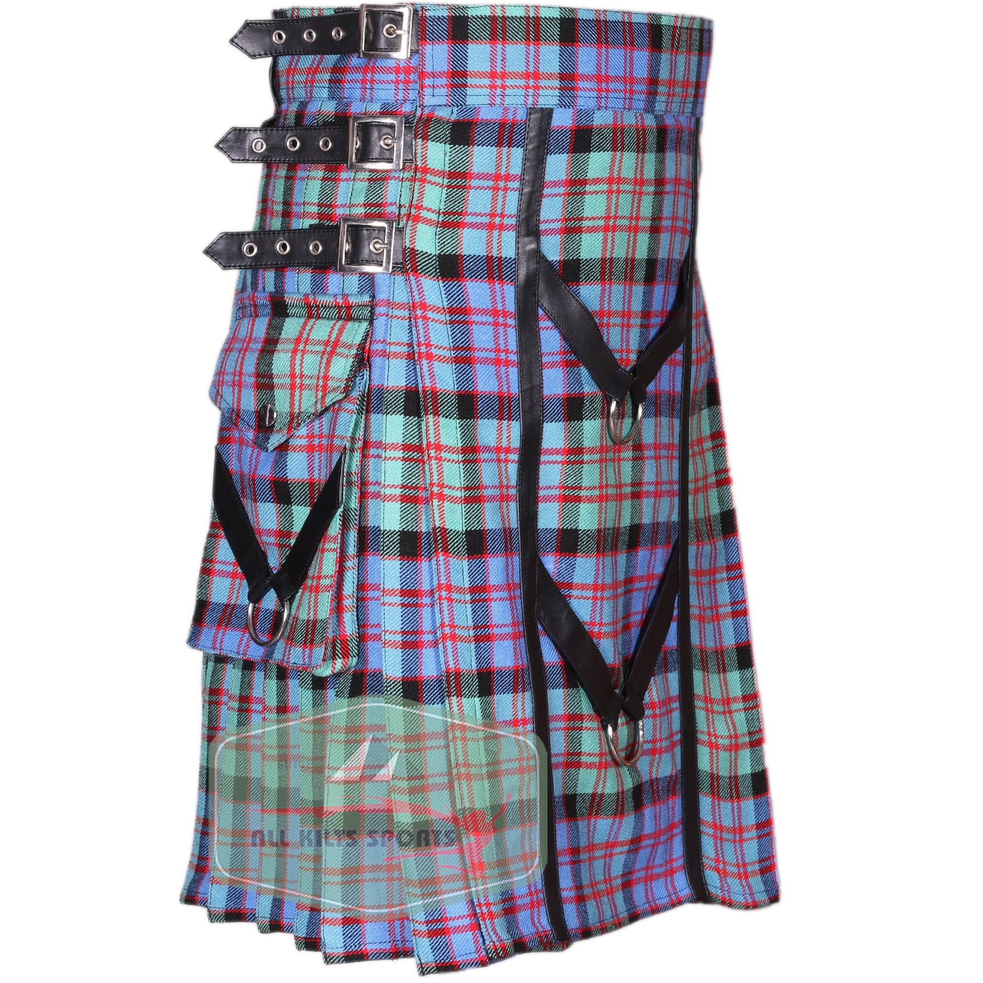 MacDonald Dress Ancient Tartan Utility Kilt - Adjustable with Leather Straps