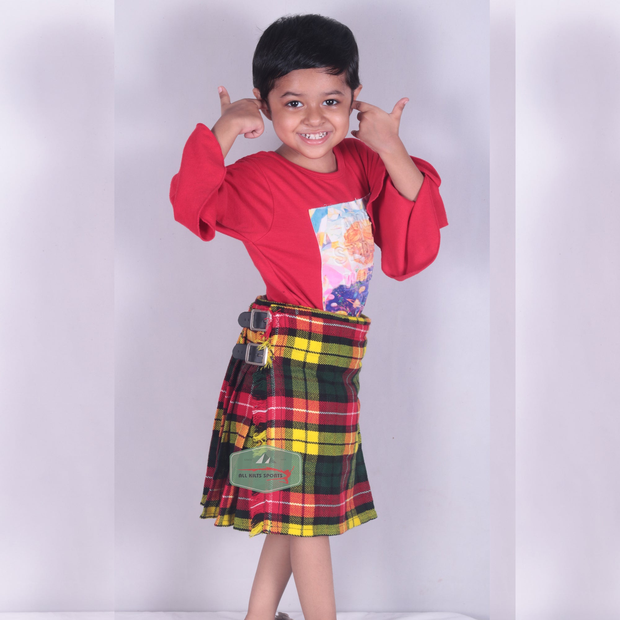 Kids Scottish Tartan Kilt - 13-Oz Casual/Formal Wear for Boys & Girls, 25 Tartans, Adjustable Fit