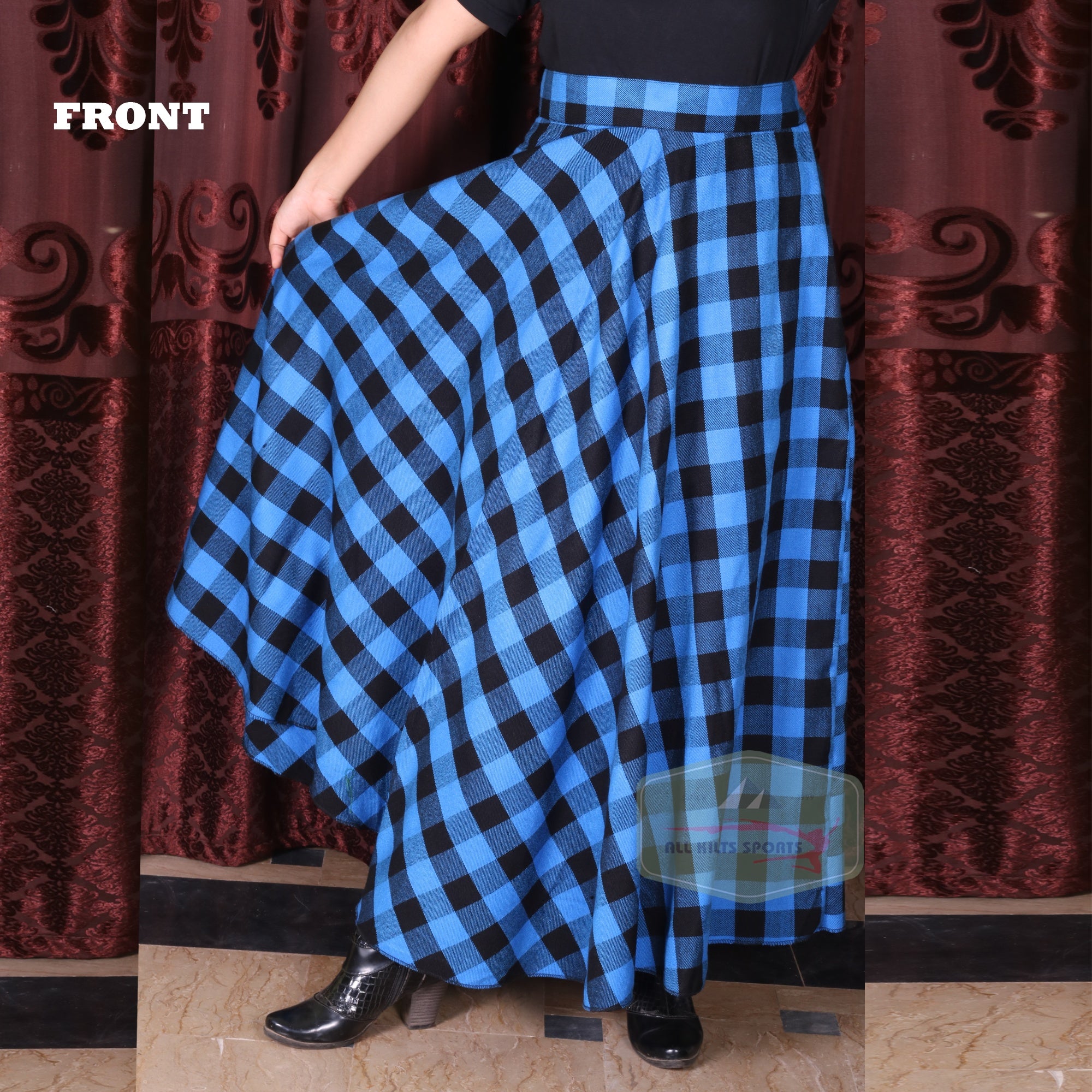 Women's Long Plaid Skirt - Button & Zipper Fastening | Available In Many Tartans