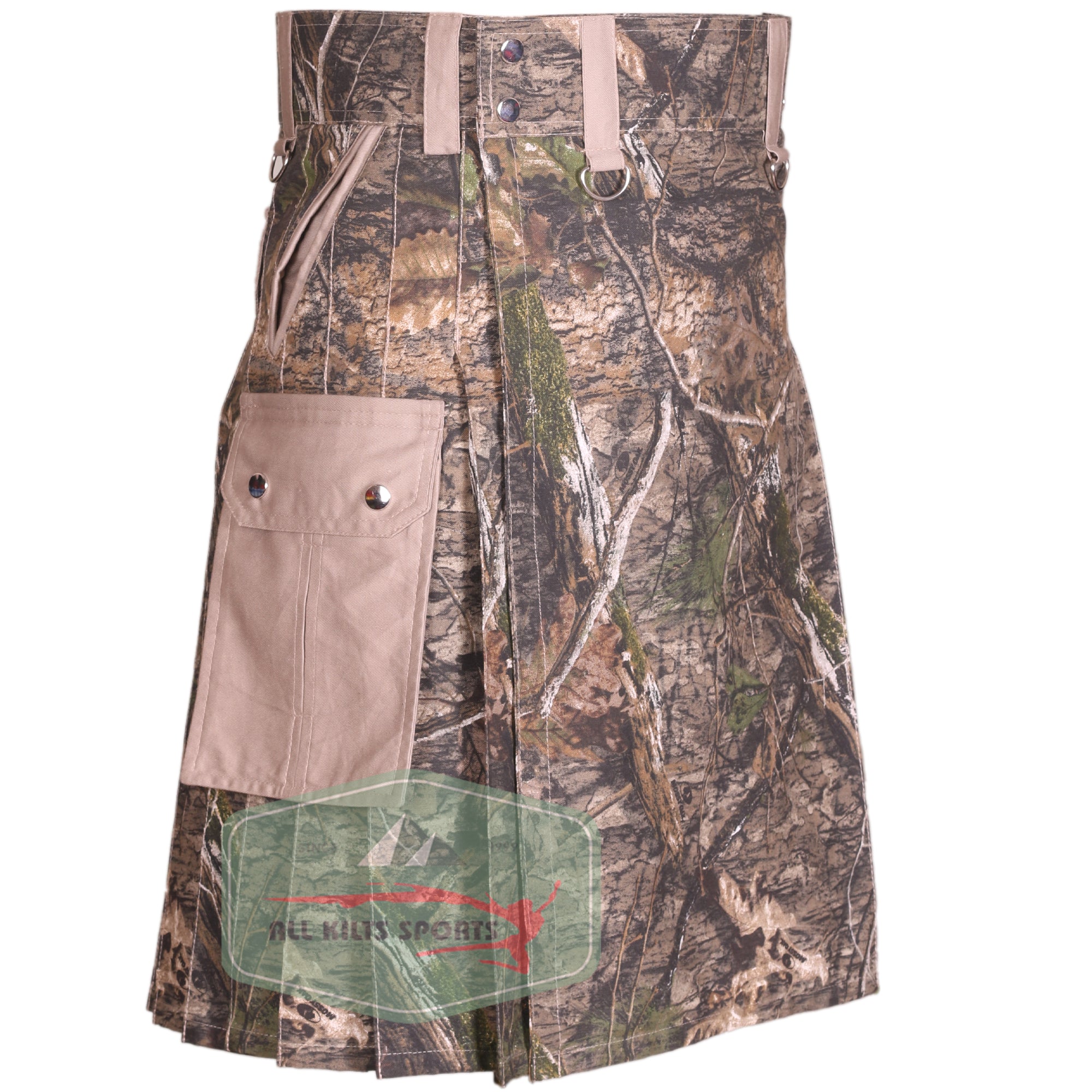 Jungle Camo Kilt with Tan Accents – Rugged and Stylish Utility Kilt