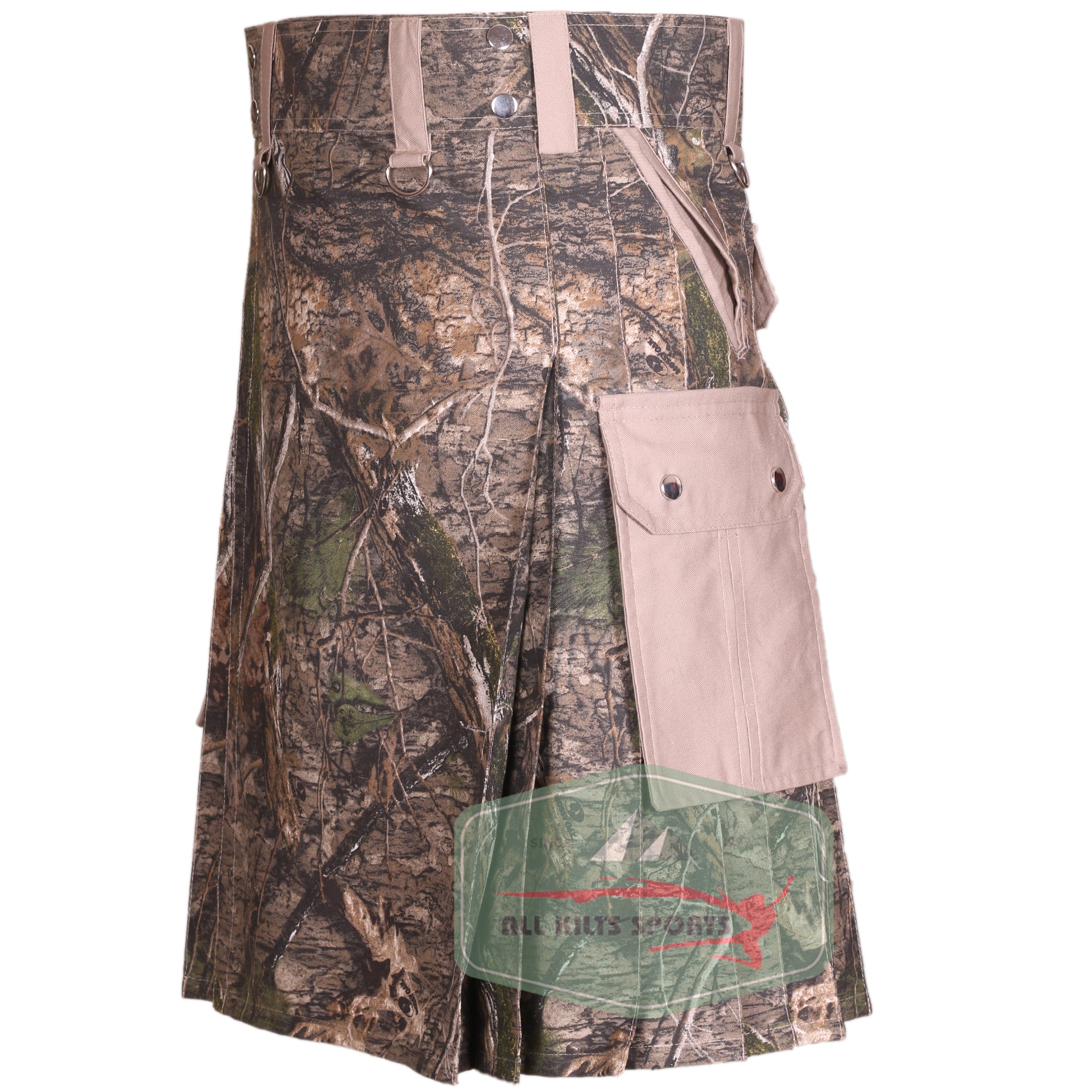 Jungle Camo Kilt with Tan Accents – Rugged and Stylish Utility Kilt