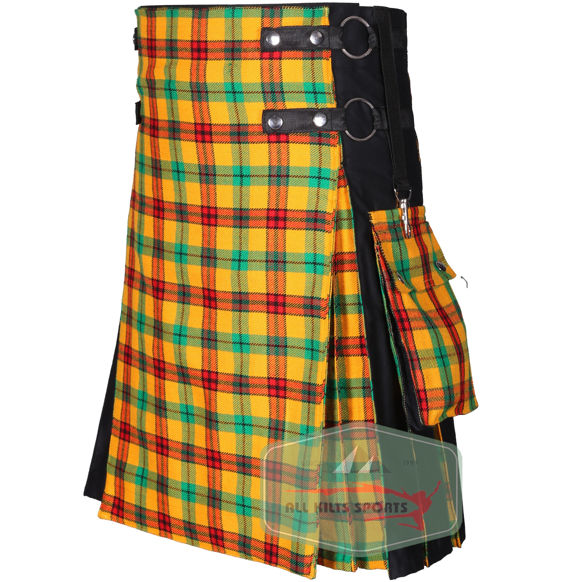 Black Utility Kilt with McDuck Tartan Detailing