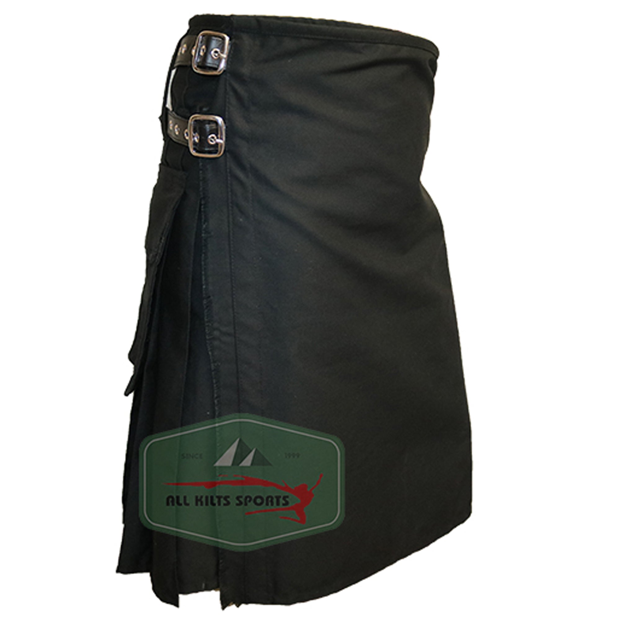 Classic Black Utility Kilt with Two Pockets – Style for Every Occasion