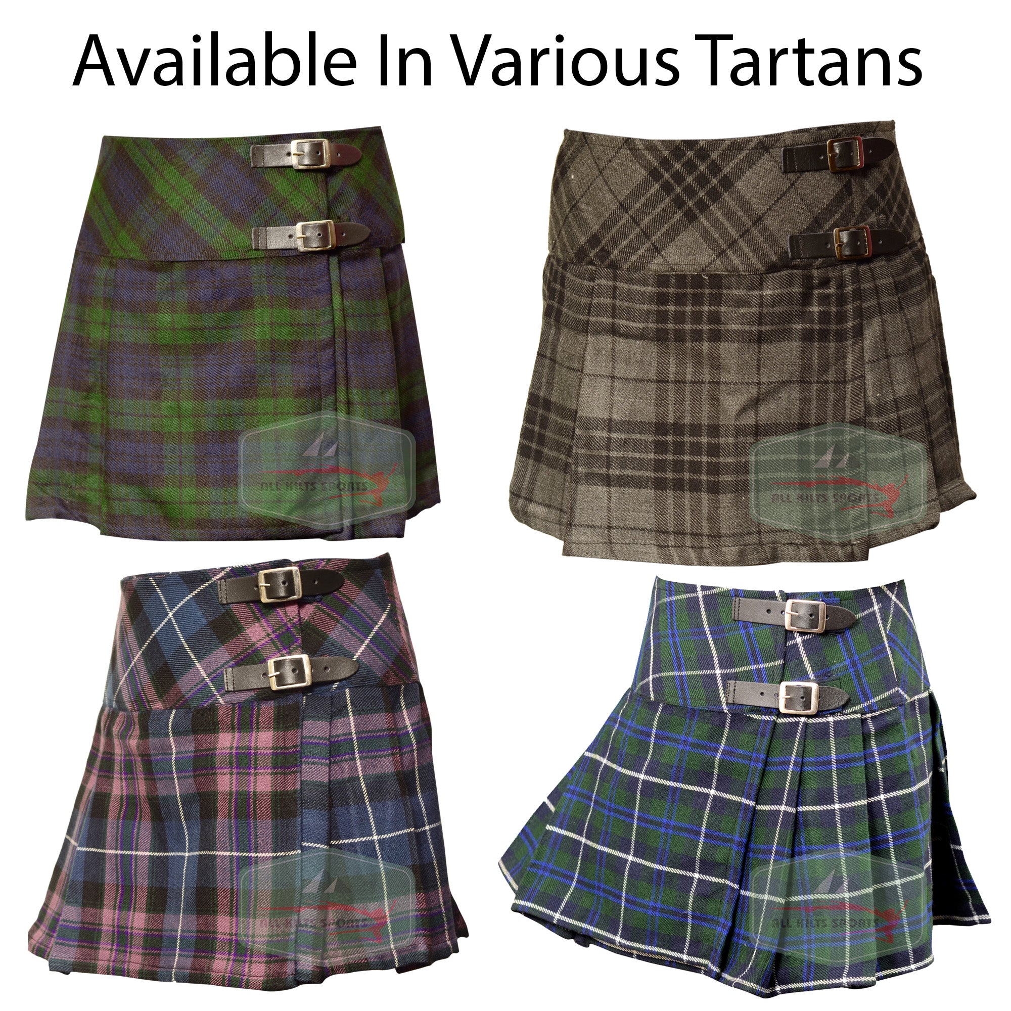 Women's Tartan Kilt in Various Tartans - 100% 16oz Acrylic Wool