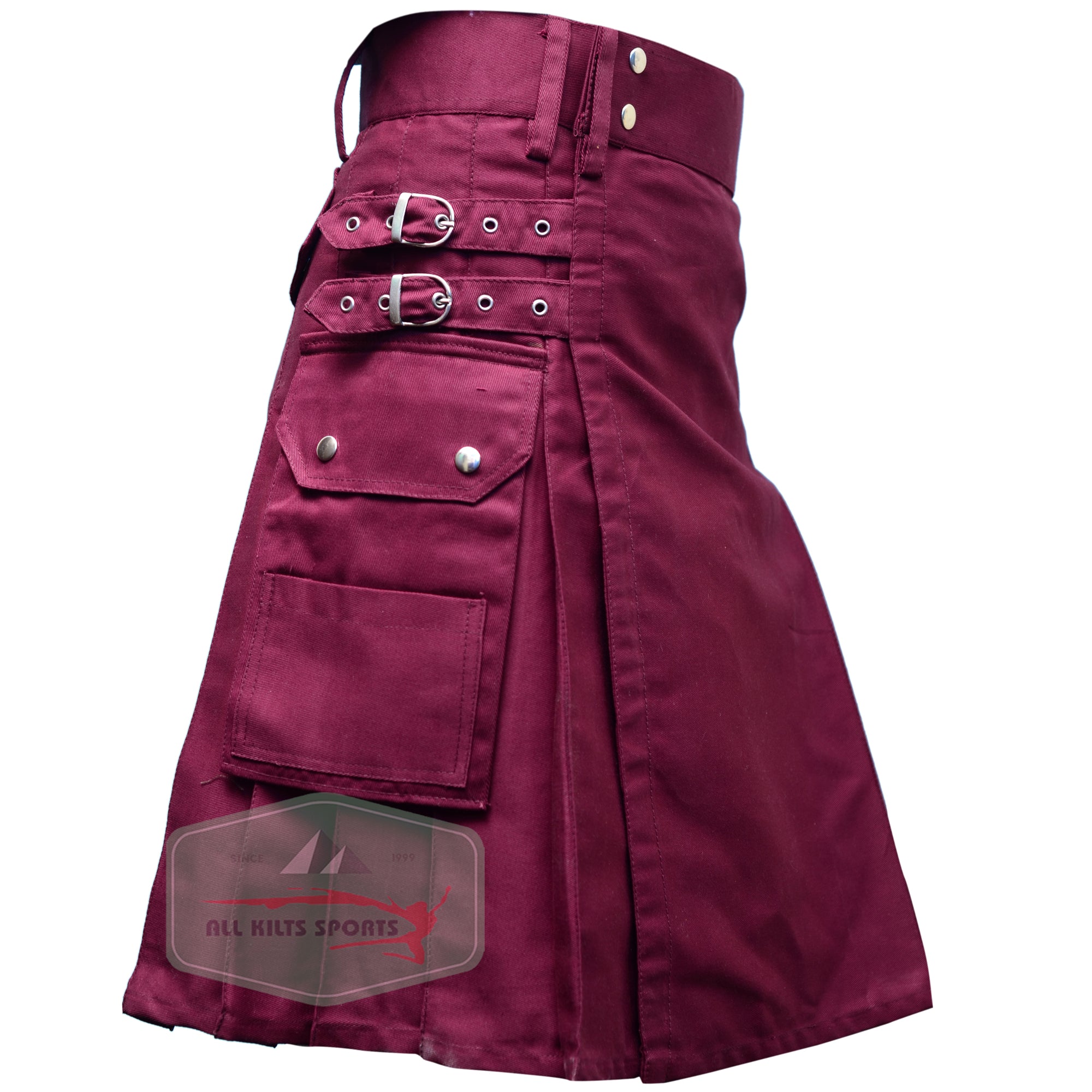 Maroon Utility Kilt for Active Men - Stylish & Functional