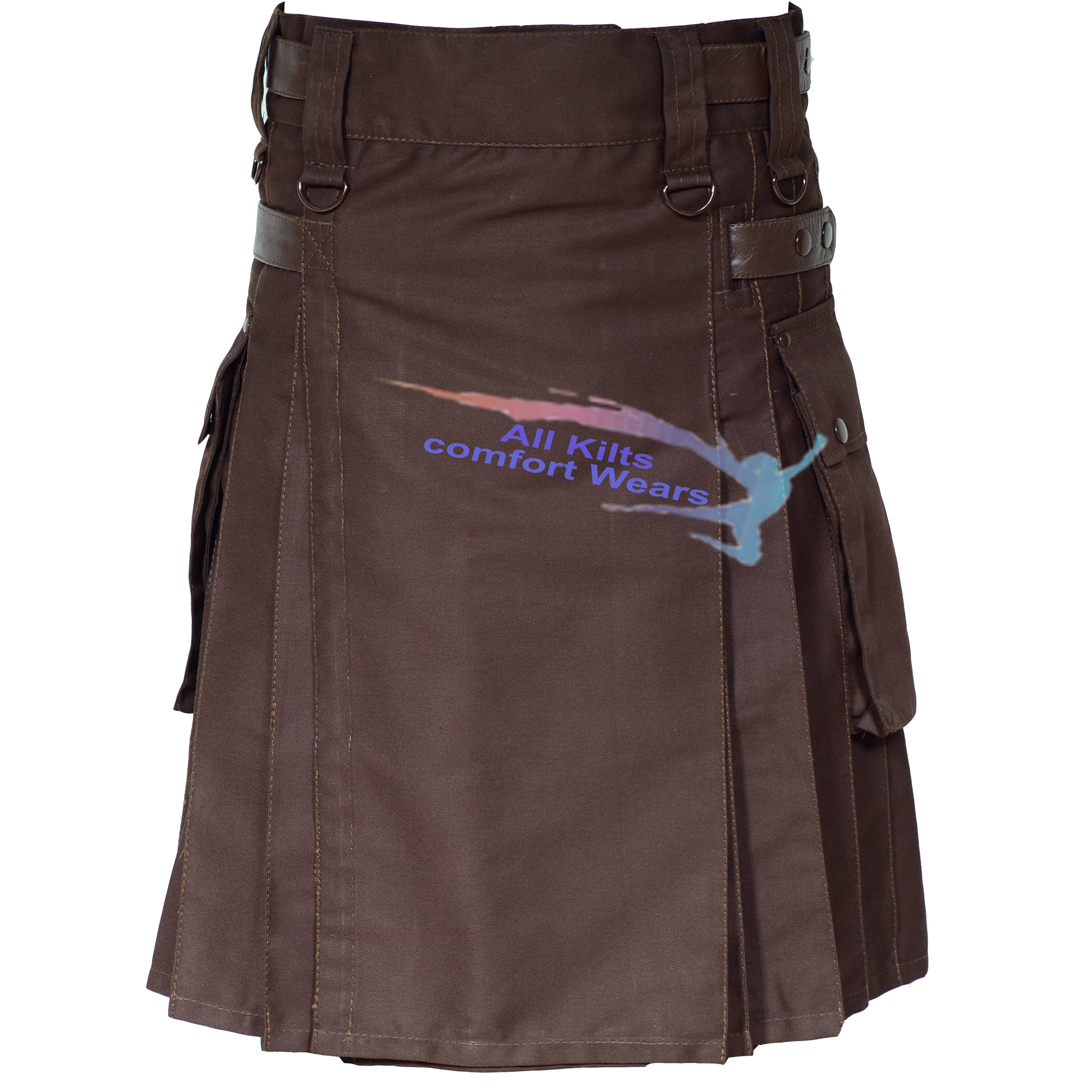 Chocolate Brown Stylish Heavy Drill Cotton Utility Kilt – Durable & Functional Design