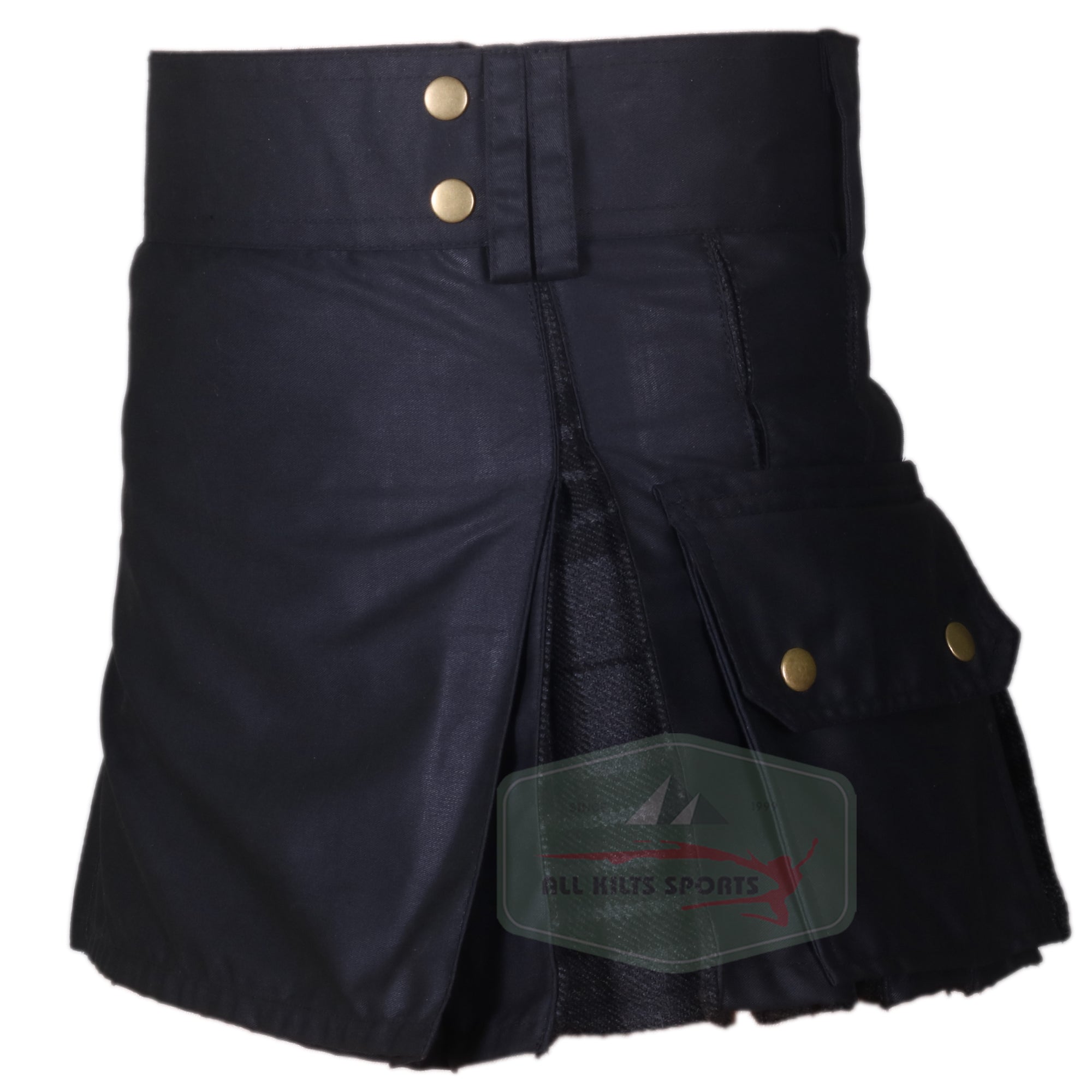 Newly Designed Black & Dark Grey Hybrid Women's Utility Kilt with Dark Highlander Tartan Pleats