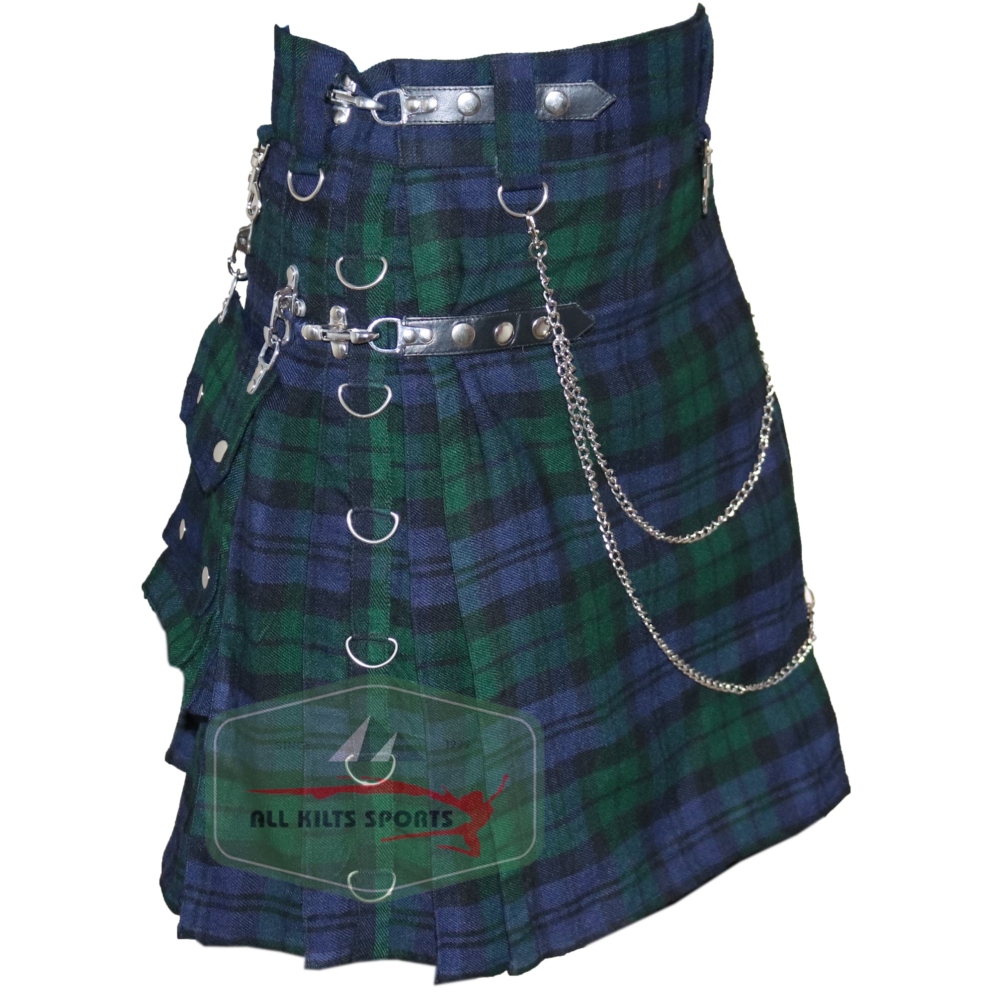 Black Watch Tartan 16Oz Wedding Utility Kilt with Detachable Pockets – Comes in Different Tartans