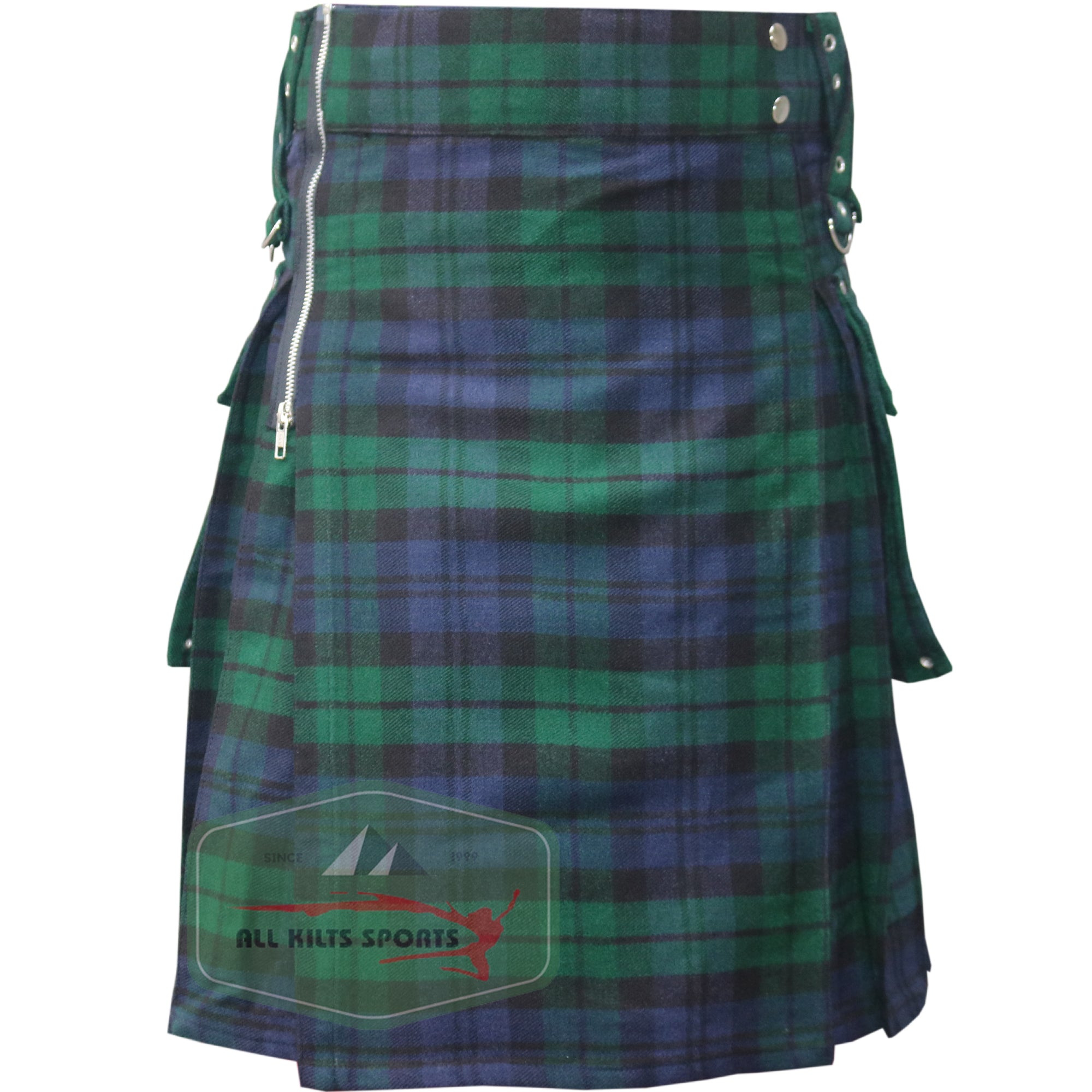 Black Watch Tartan Gothic Zipper Utility Kilt for Men – Available in Different Tartans