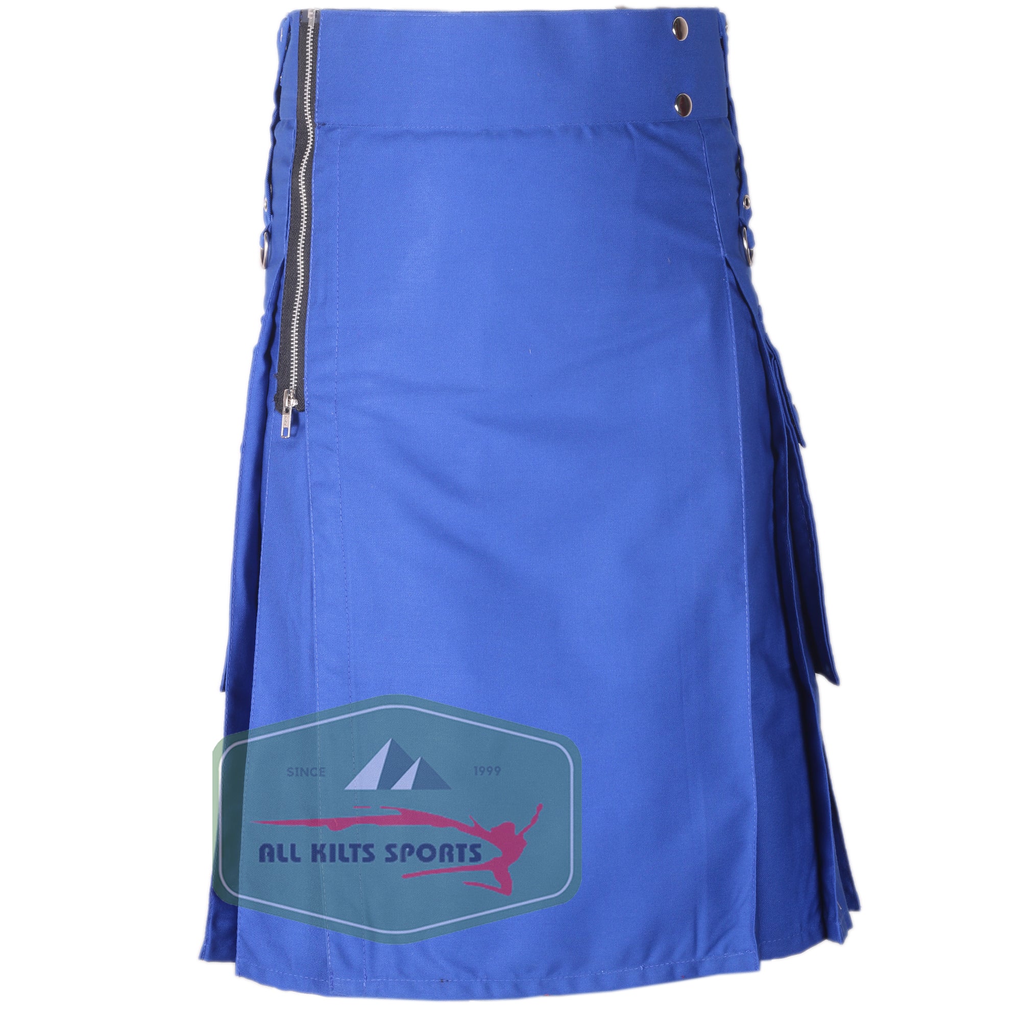 Stylish Blue Gothic Utility Kilt with Zipper – Stylish and Functional Design