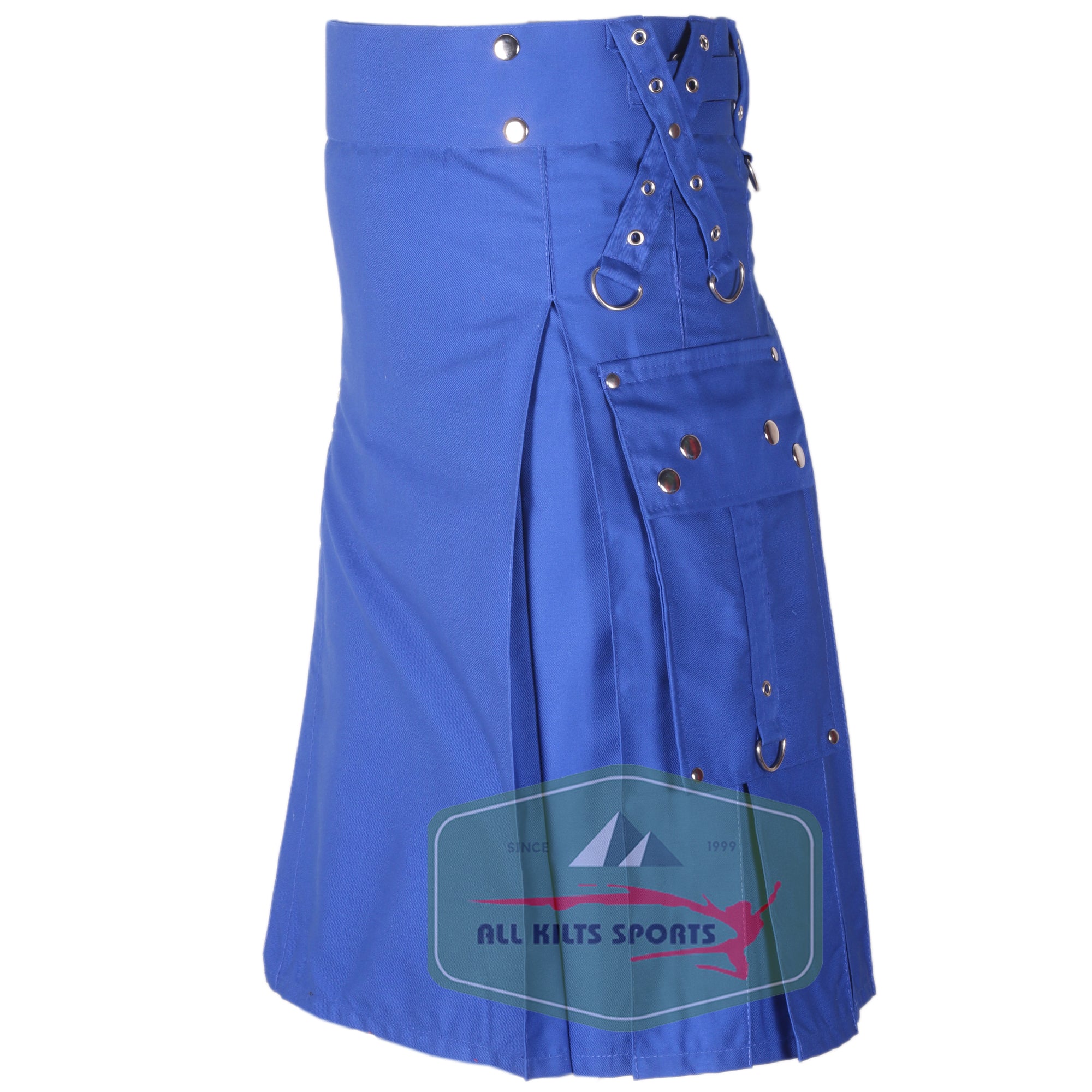 Stylish Blue Gothic Utility Kilt with Zipper – Stylish and Functional Design