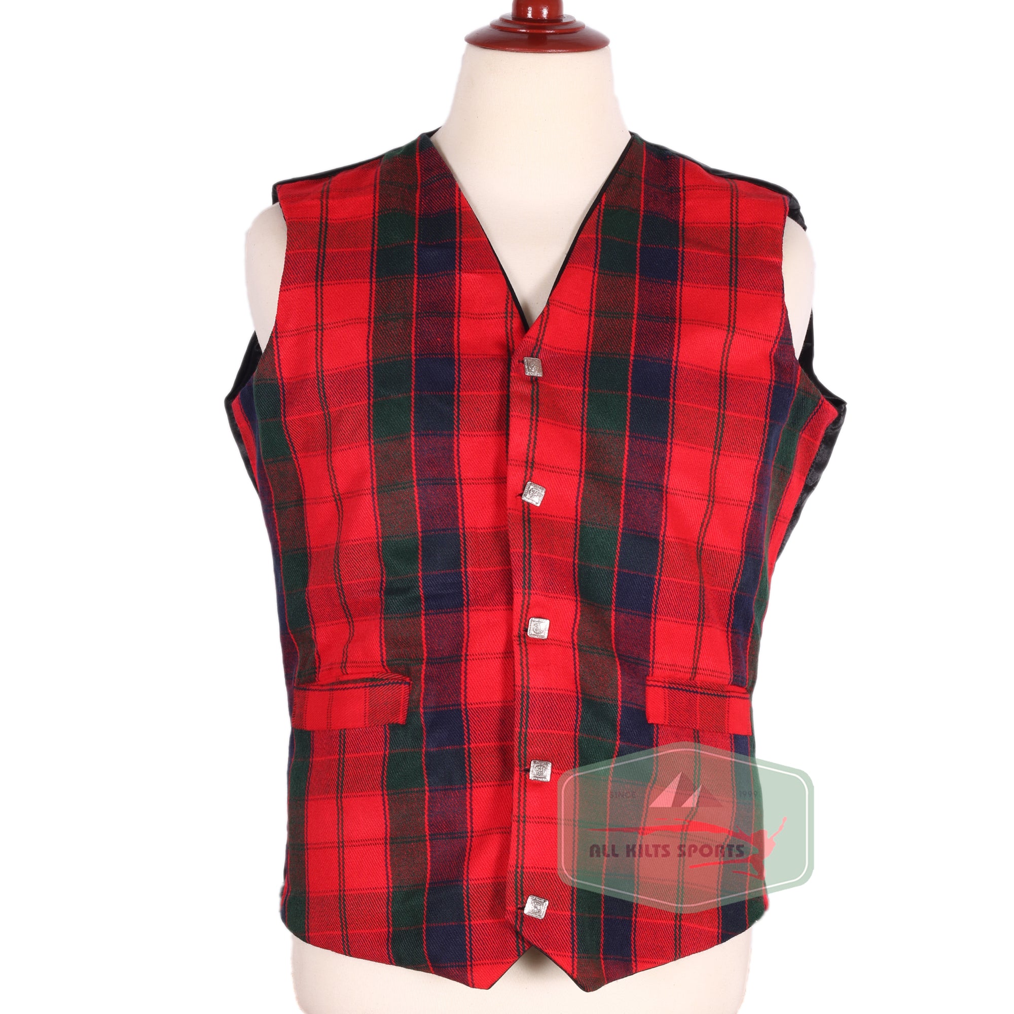 Traditional Scottish Robertson Tartan 5-Button Waistcoat / Plaid Vest