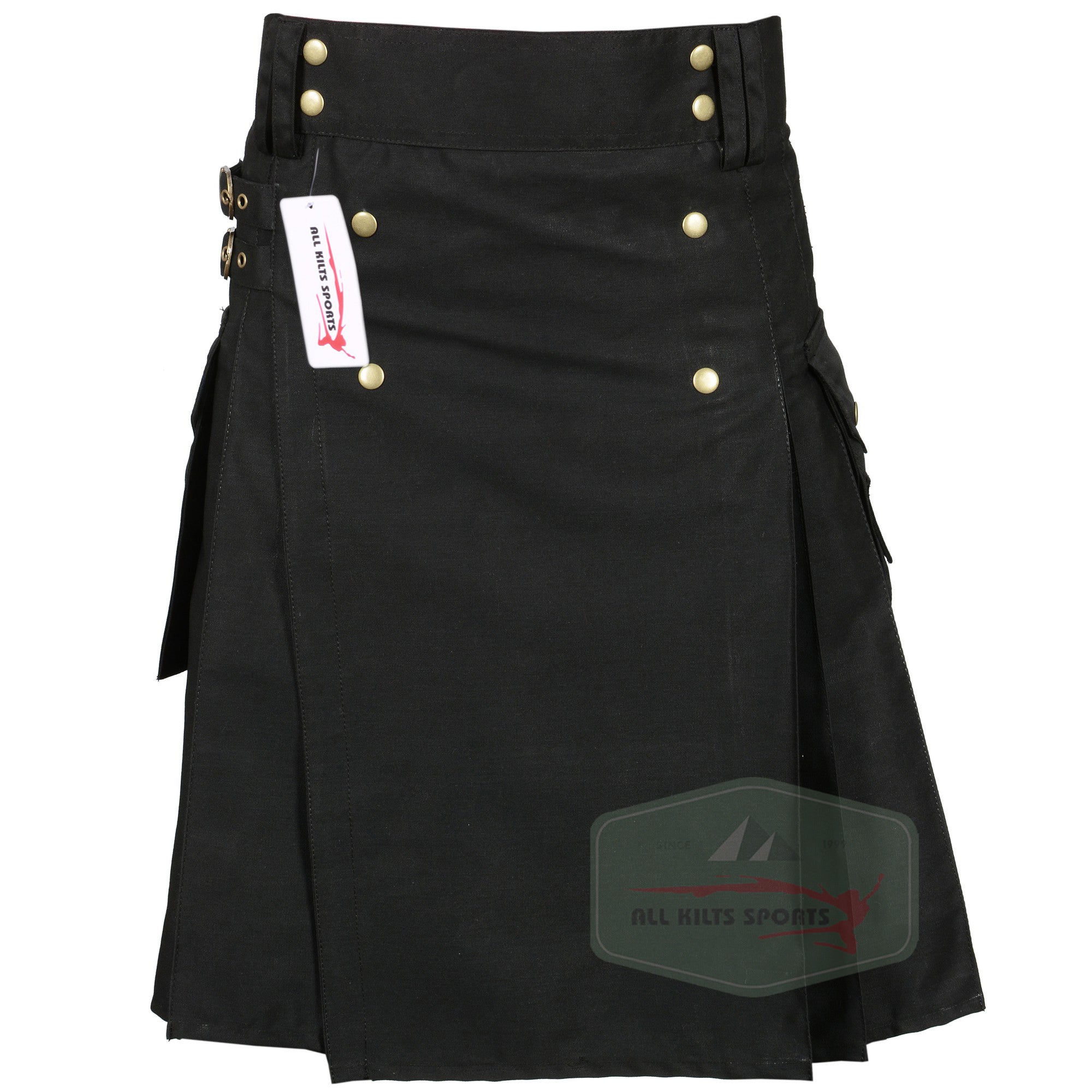 Premium Black Utility Kilt with Modern Pleats – Custom Lengths Available