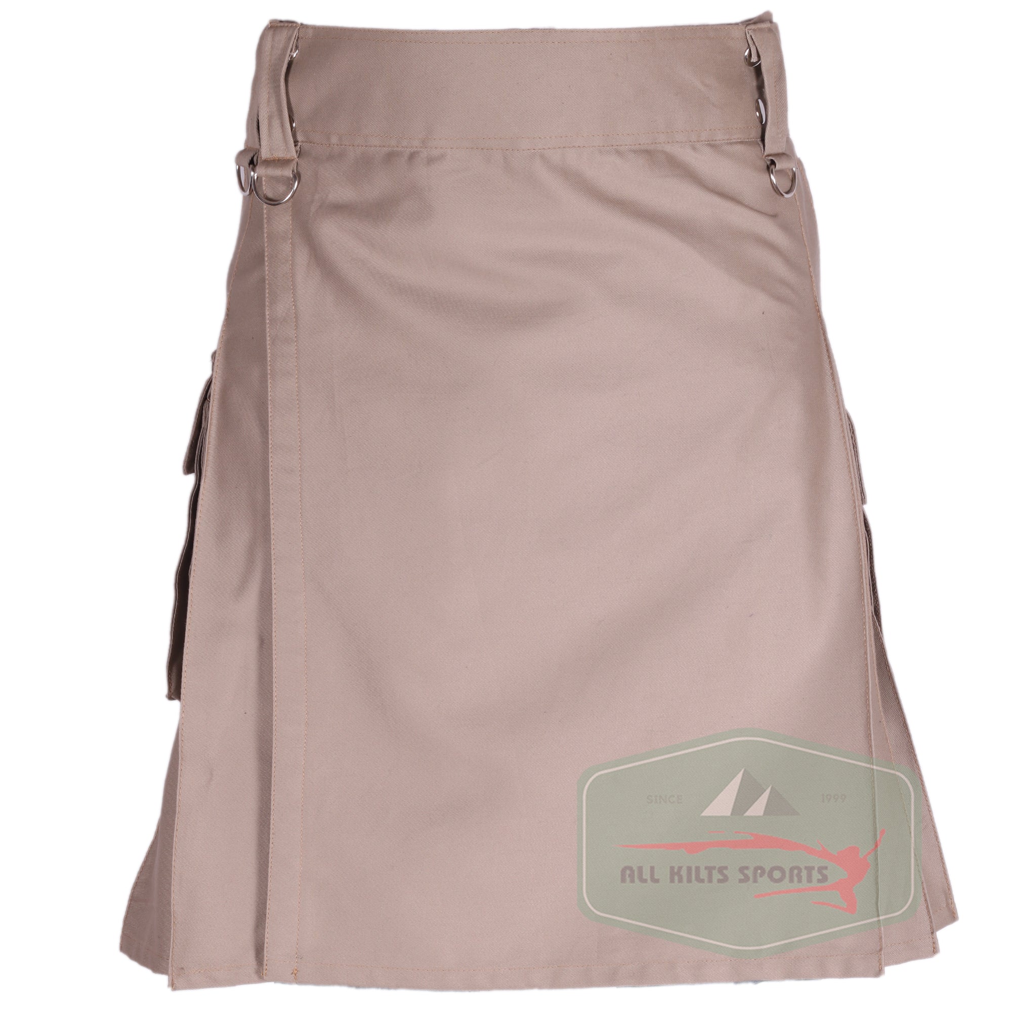 Men's Khaki Utility Kilt – Functional Design with Stylish Pockets