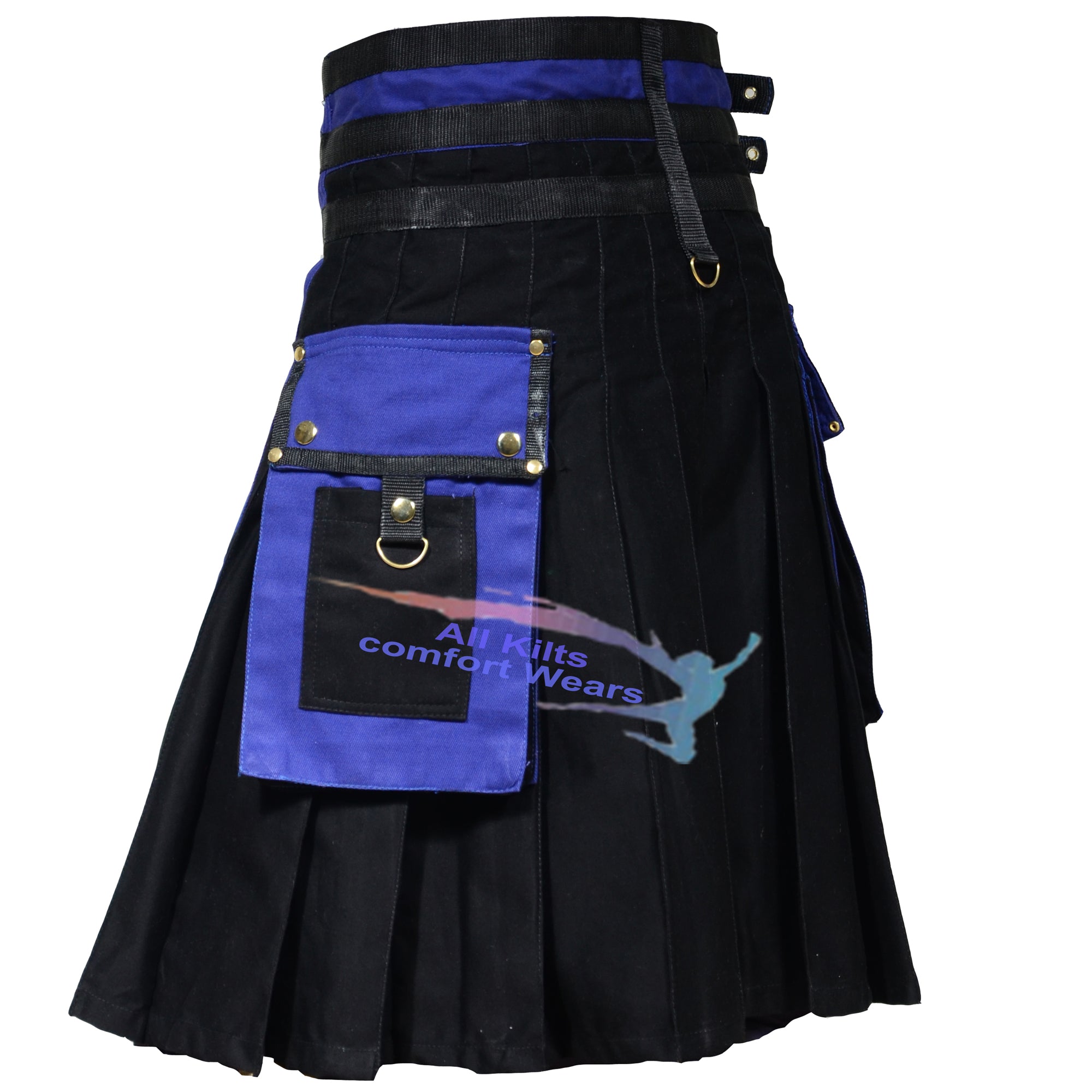 Stylish Black & Blue Two Tone Kilt – Perfect for Any Occasion