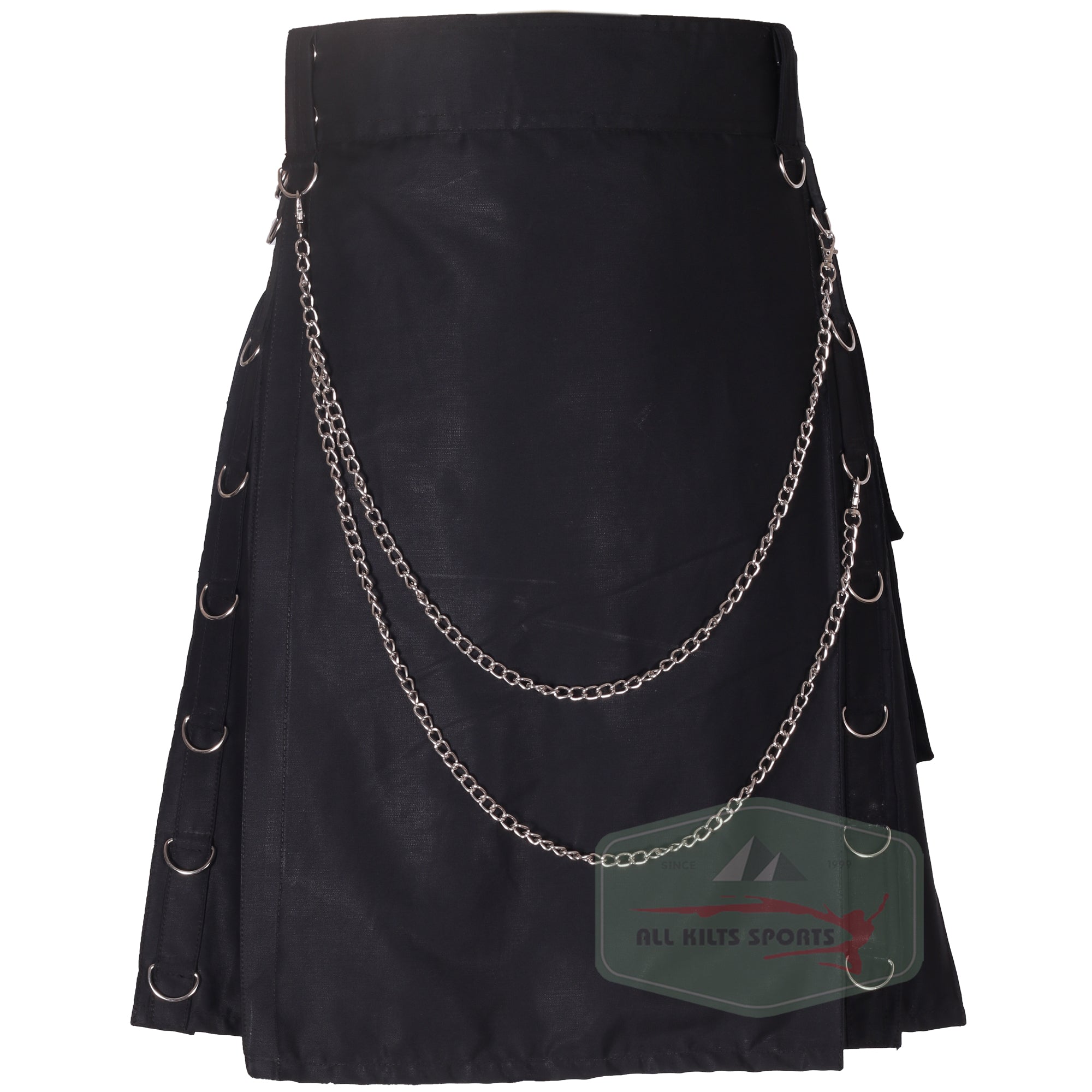 Black Hybrid Wedding Kilt – Cotton and Leather Combination