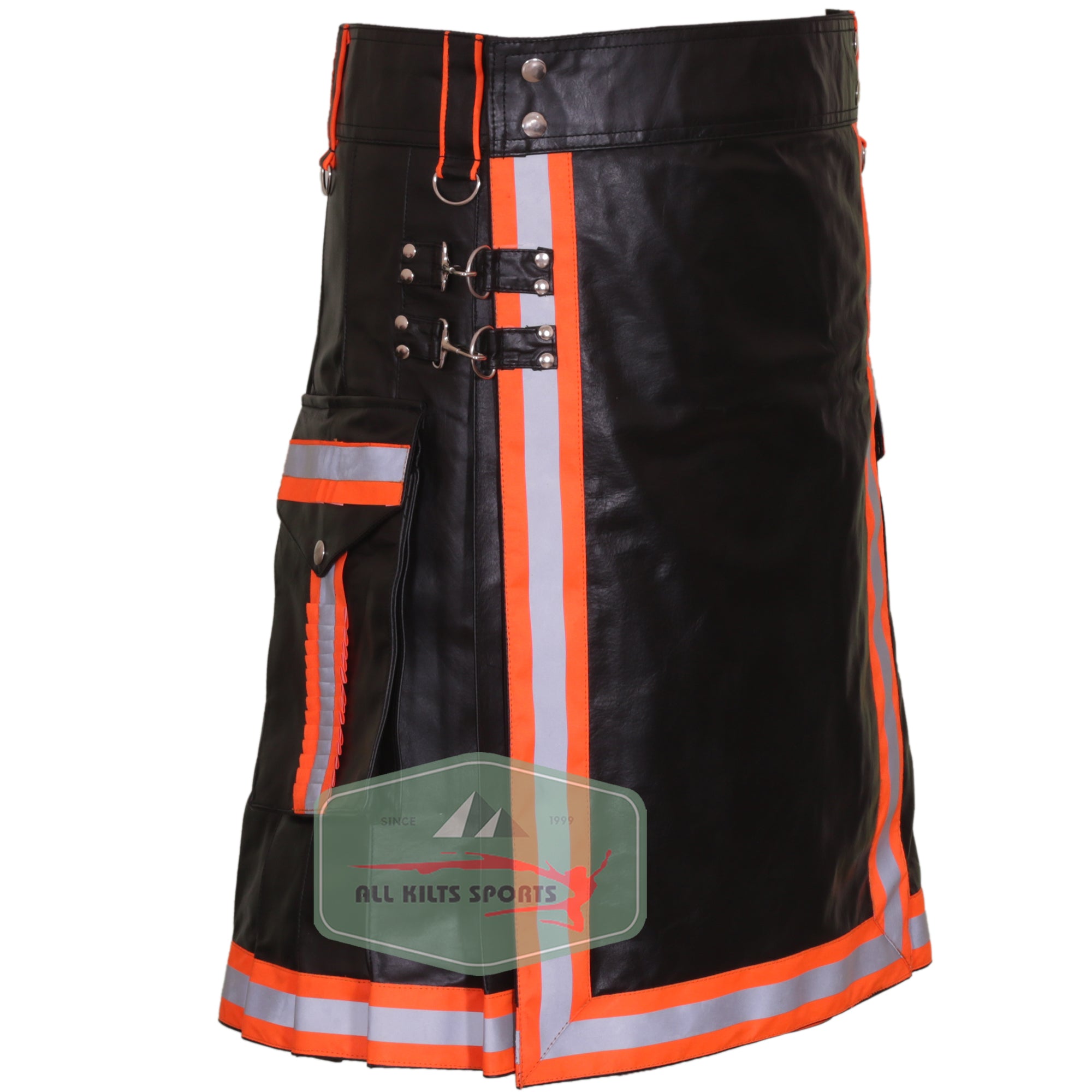 Functional and Fashionable Men's Black Leather Firefighter Kilt