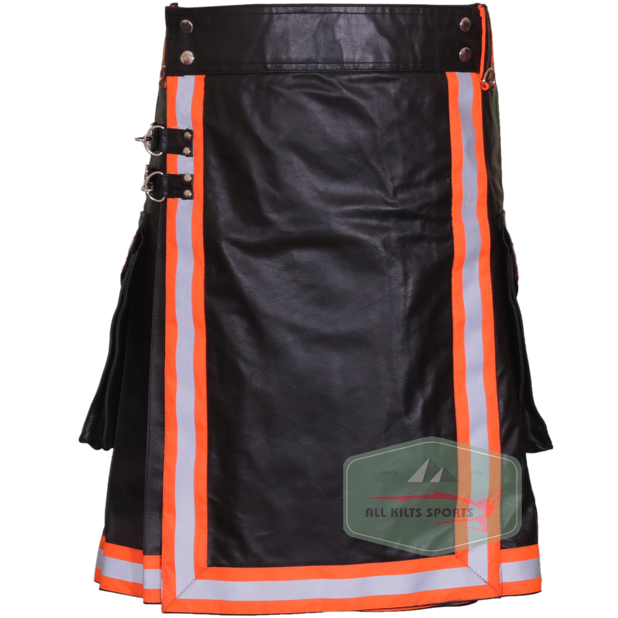 Functional and Fashionable Men's Black Leather Firefighter Kilt