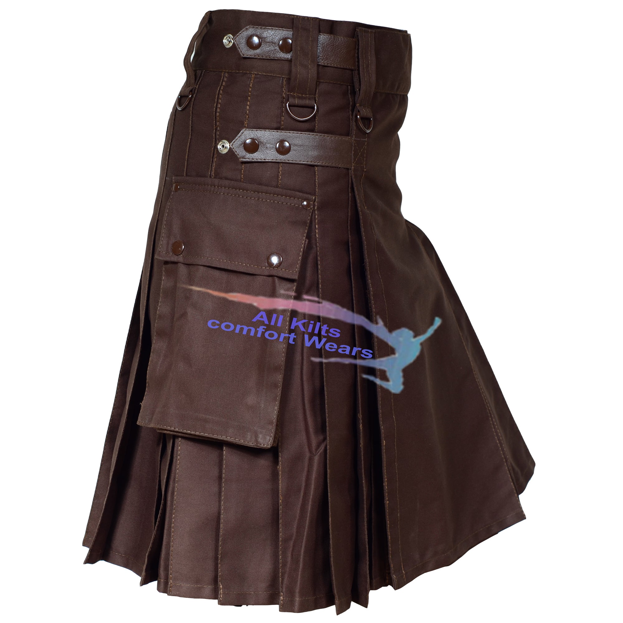 Chocolate Brown Stylish Heavy Drill Cotton Utility Kilt – Durable & Functional Design