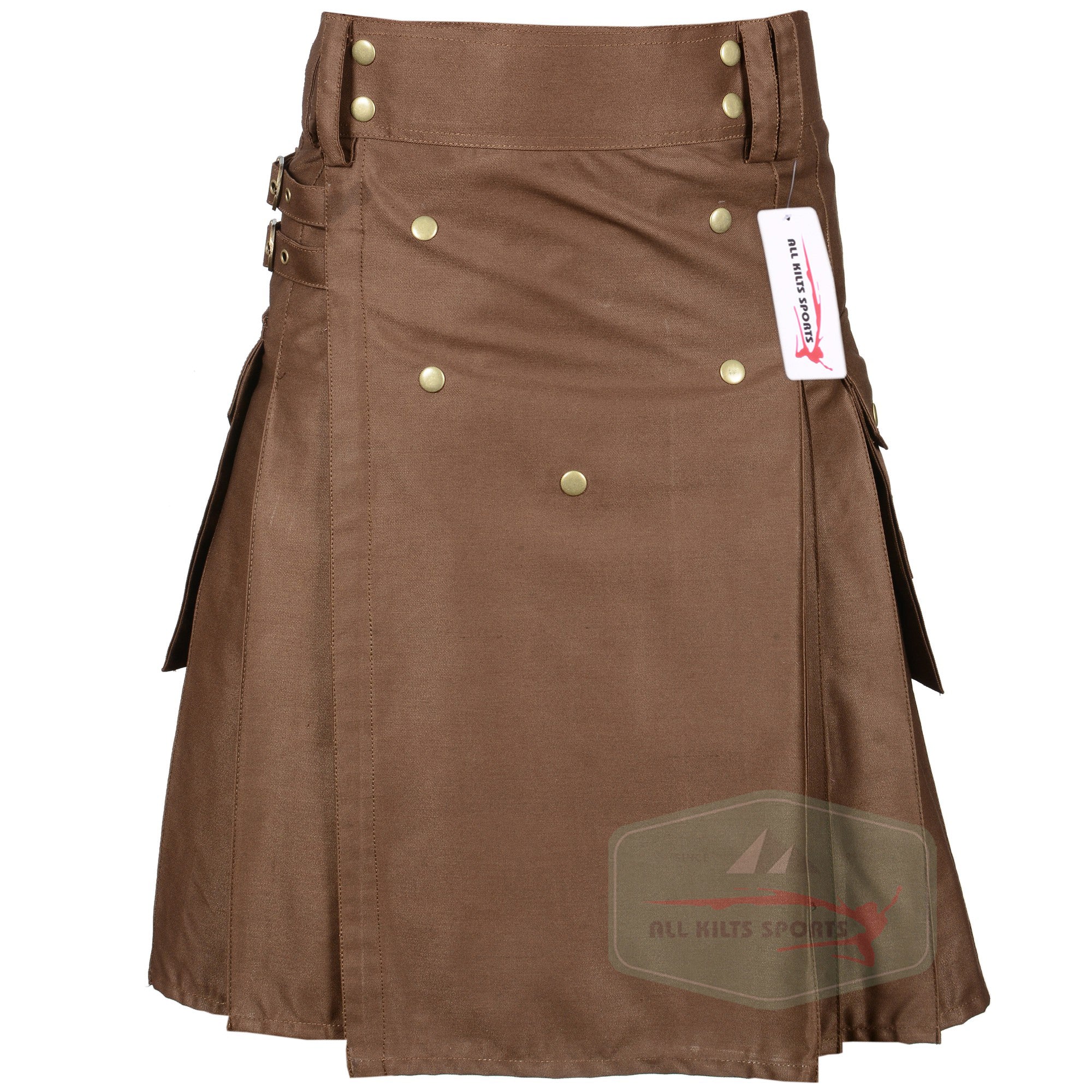 Chocolate Brown 5 Button Utility Kilt – Custom Made for Perfect Fit