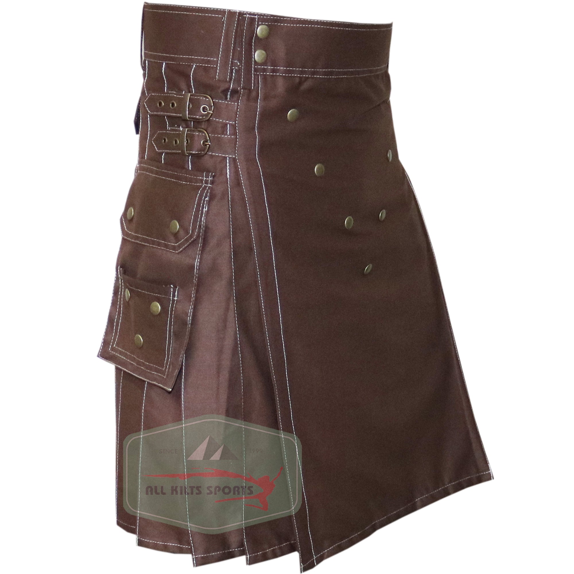 Chocolate Brown Fashion Utility Kilt for Men - Stylish & Functional