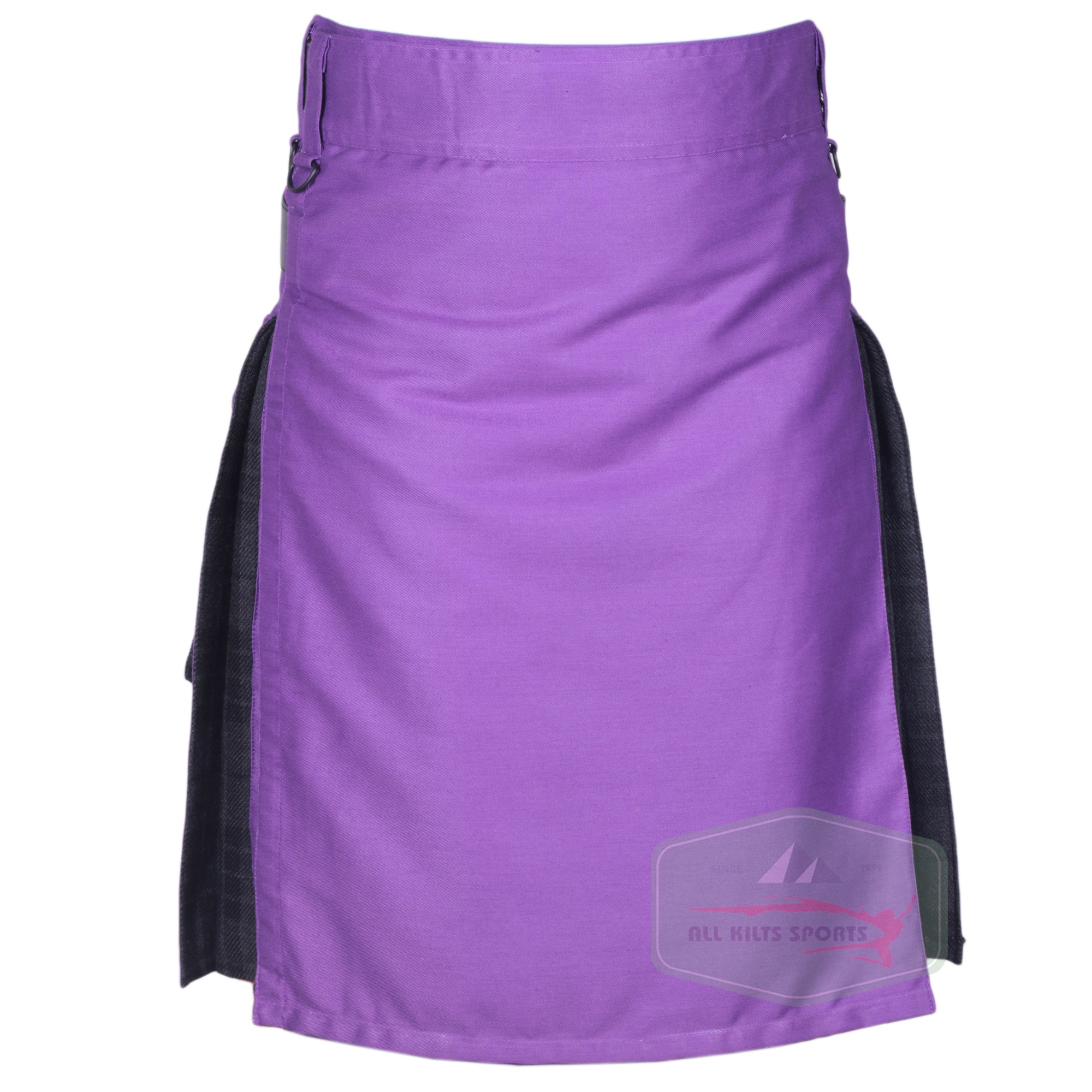 Modern Purple & Dark Grey Highlander Two-Tone Hybrid Kilt