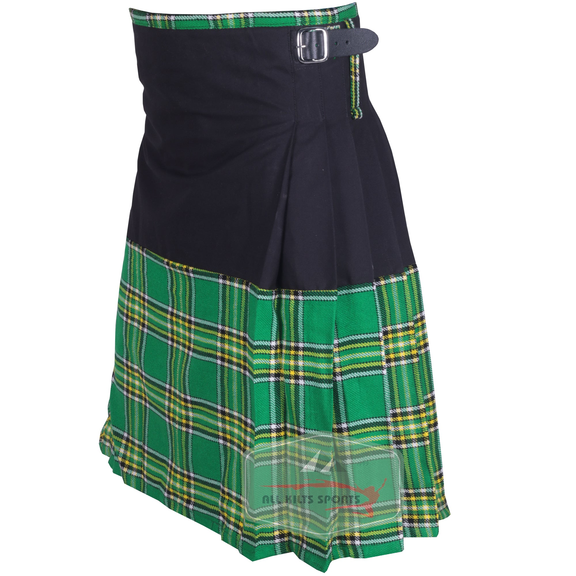 Scottish Traditional 8 Yards Two-Tone Kilt | Leather Strap Fastening | Multiple Colors