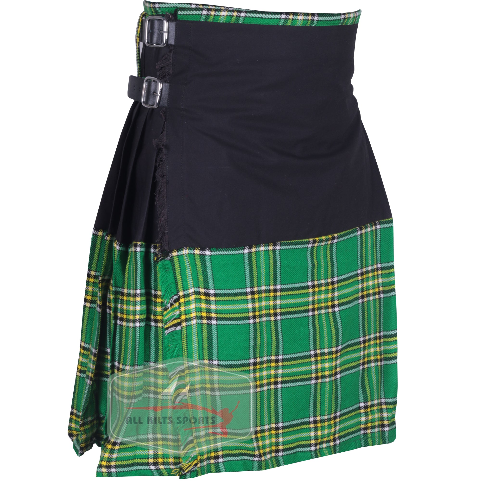 Scottish Traditional 8 Yards Two-Tone Kilt | Leather Strap Fastening | Multiple Colors