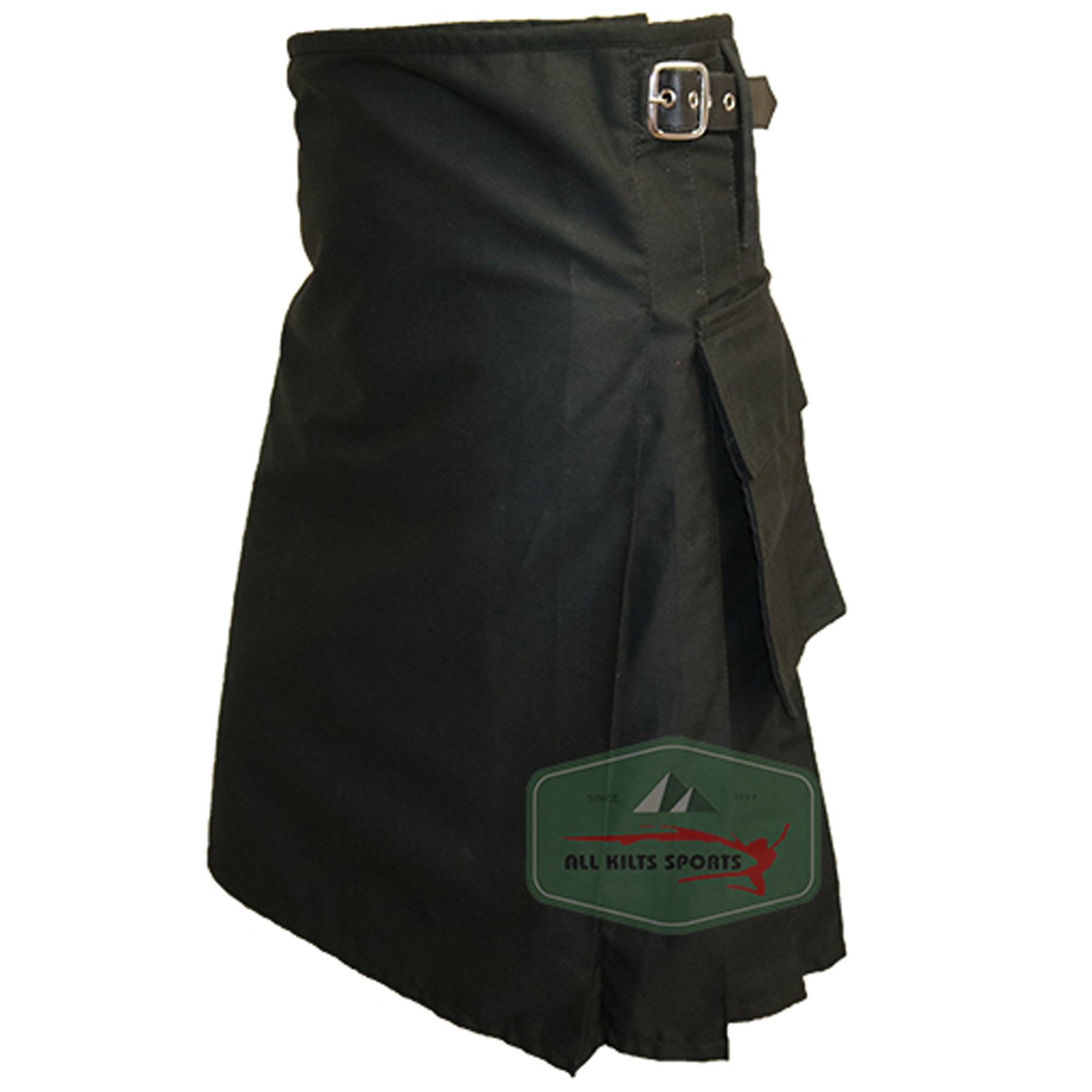 Classic Black Utility Kilt with Two Pockets – Style for Every Occasion