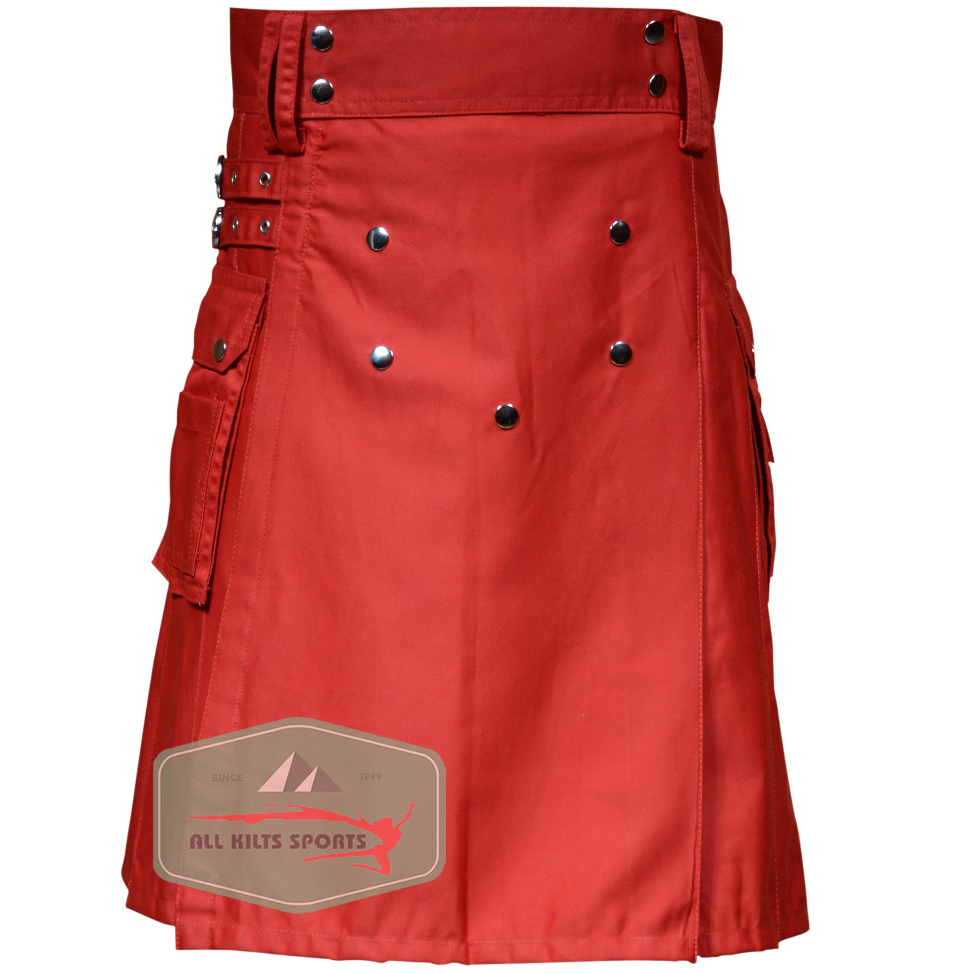 Modern Red Scottish Fashionable Utility Kilt – Stylish & Functional