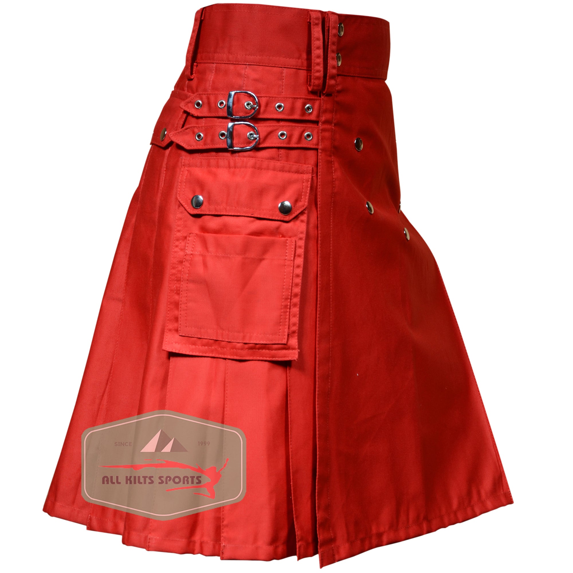 Modern Red Scottish Fashionable Utility Kilt – Stylish & Functional