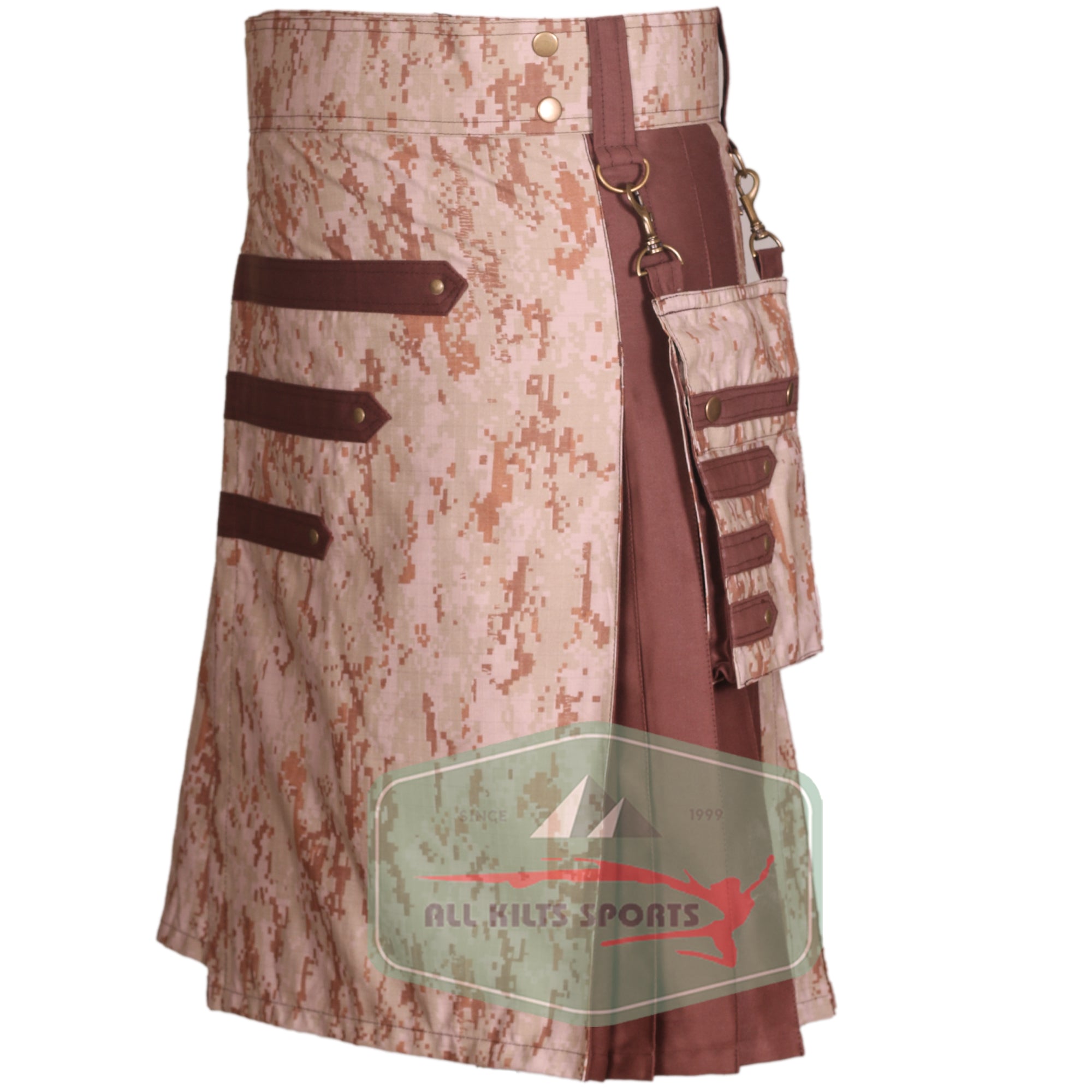 Hybrid Digital Camo Kilt with Brown Accent – Tactical and Traditional Design