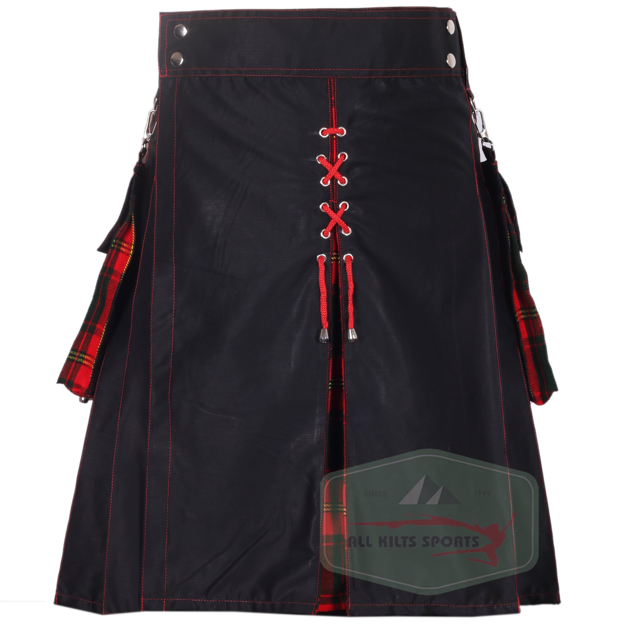 Black & Irish Ulster Tartan Hybrid Kilt - Stylish Design with Detachable Pockets