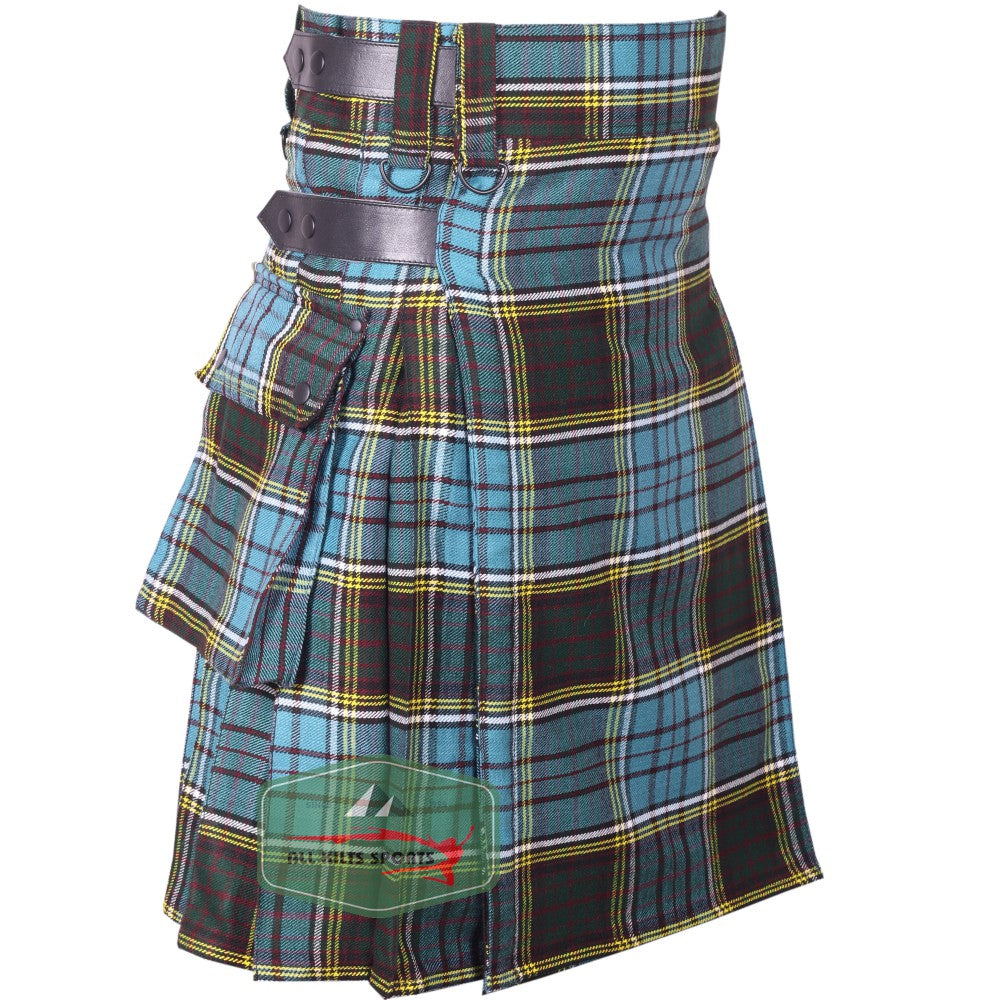 Anderson Tartan Utility Kilt with Leather Straps and Cargo Pockets