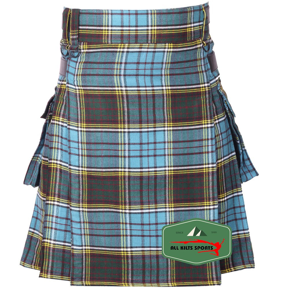 Anderson Tartan Utility Kilt with Leather Straps and Cargo Pockets