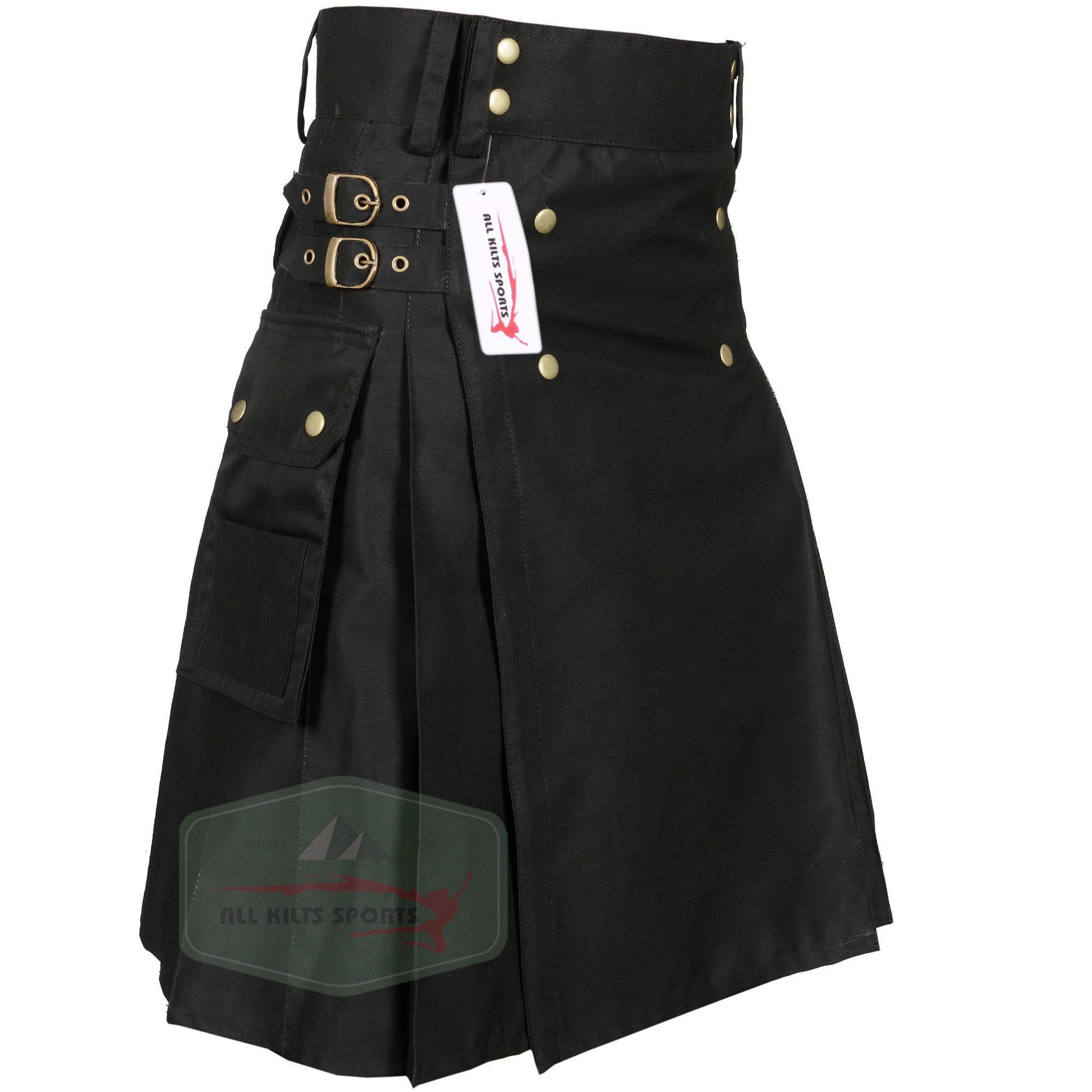 Premium Black Utility Kilt with Modern Pleats – Custom Lengths Available