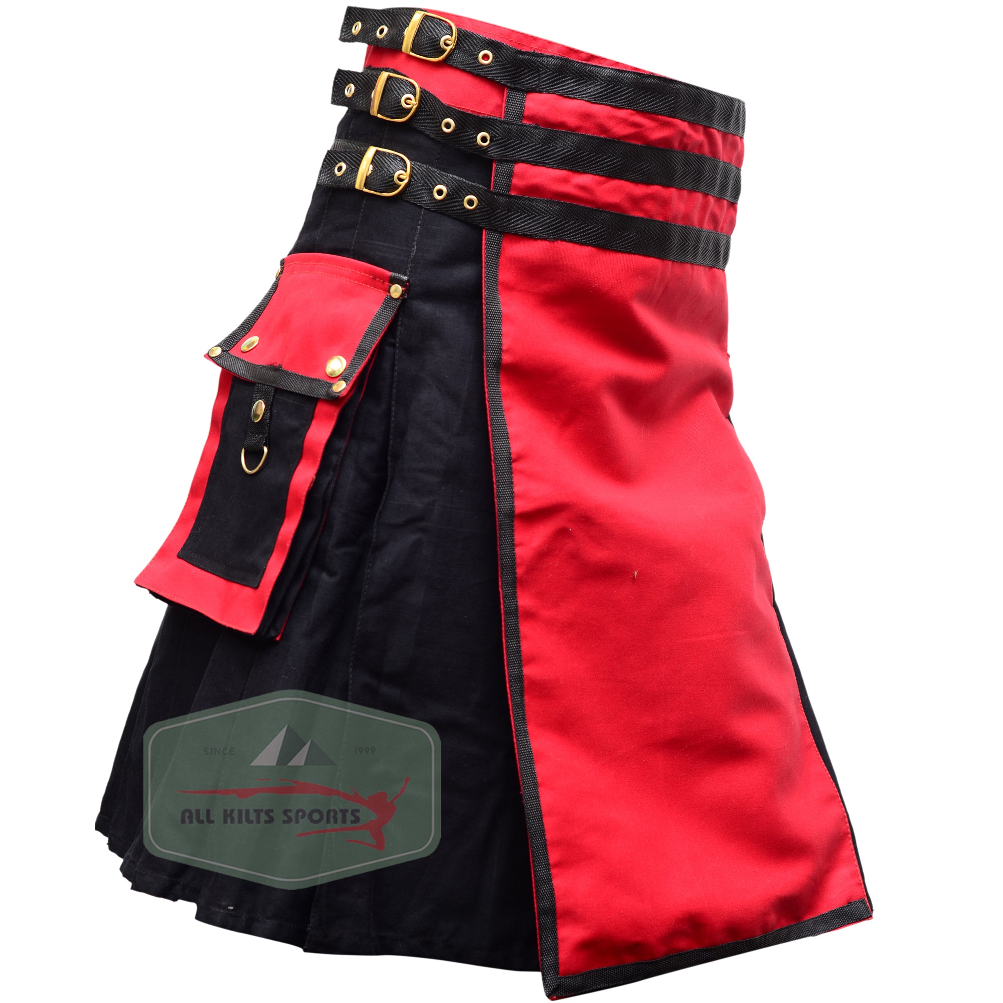 Utility Kilt Black/Red – Versatile Style for Every Occasion